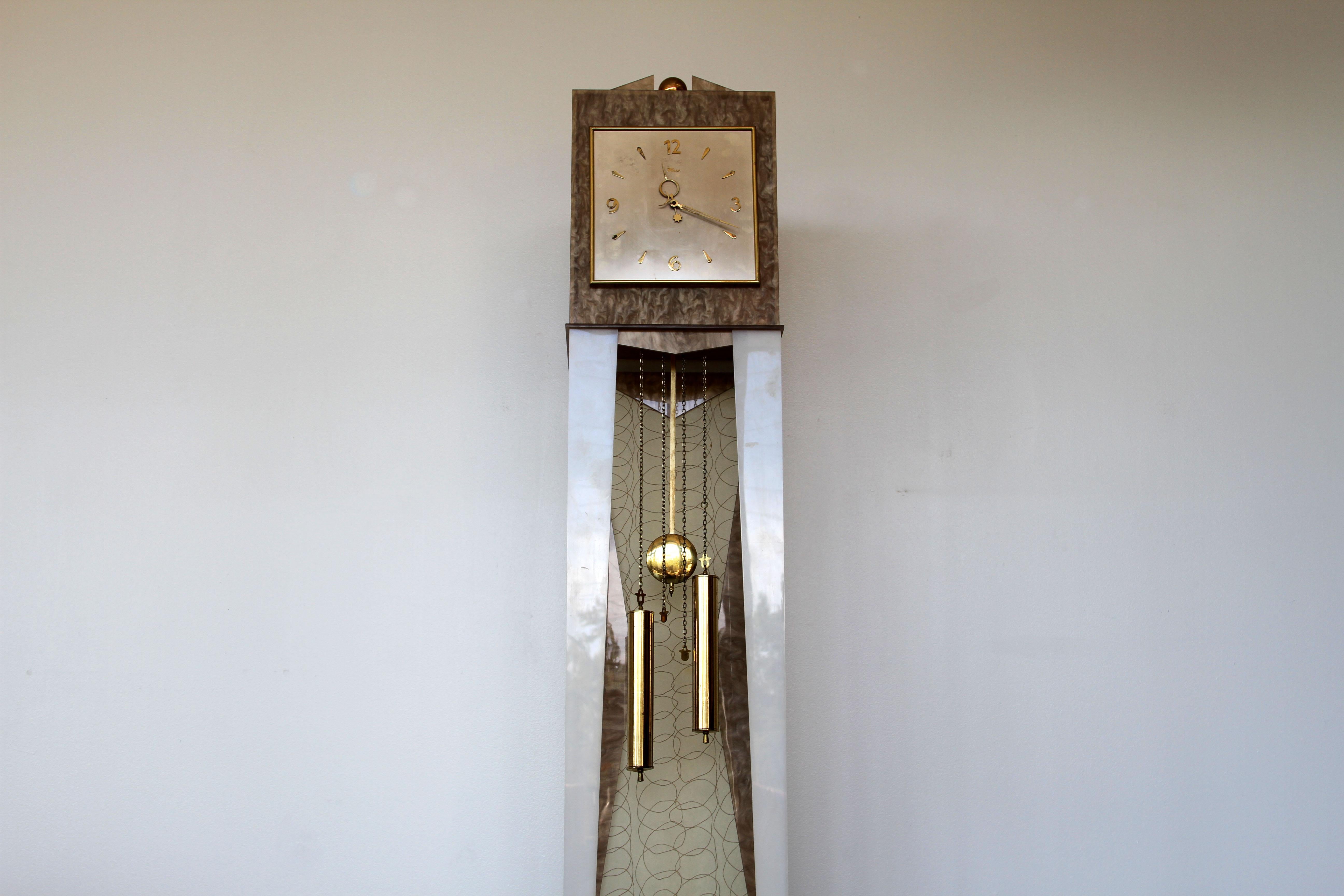 Mid-Century Modern Moss Mid-Century Grandfather Clock Lucite Lamp