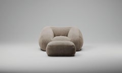 Moss Modular C006 (Fauteuil et Ottoman)-Nubuck col. Chat de sable (ou tout autre chat de cuir). A)