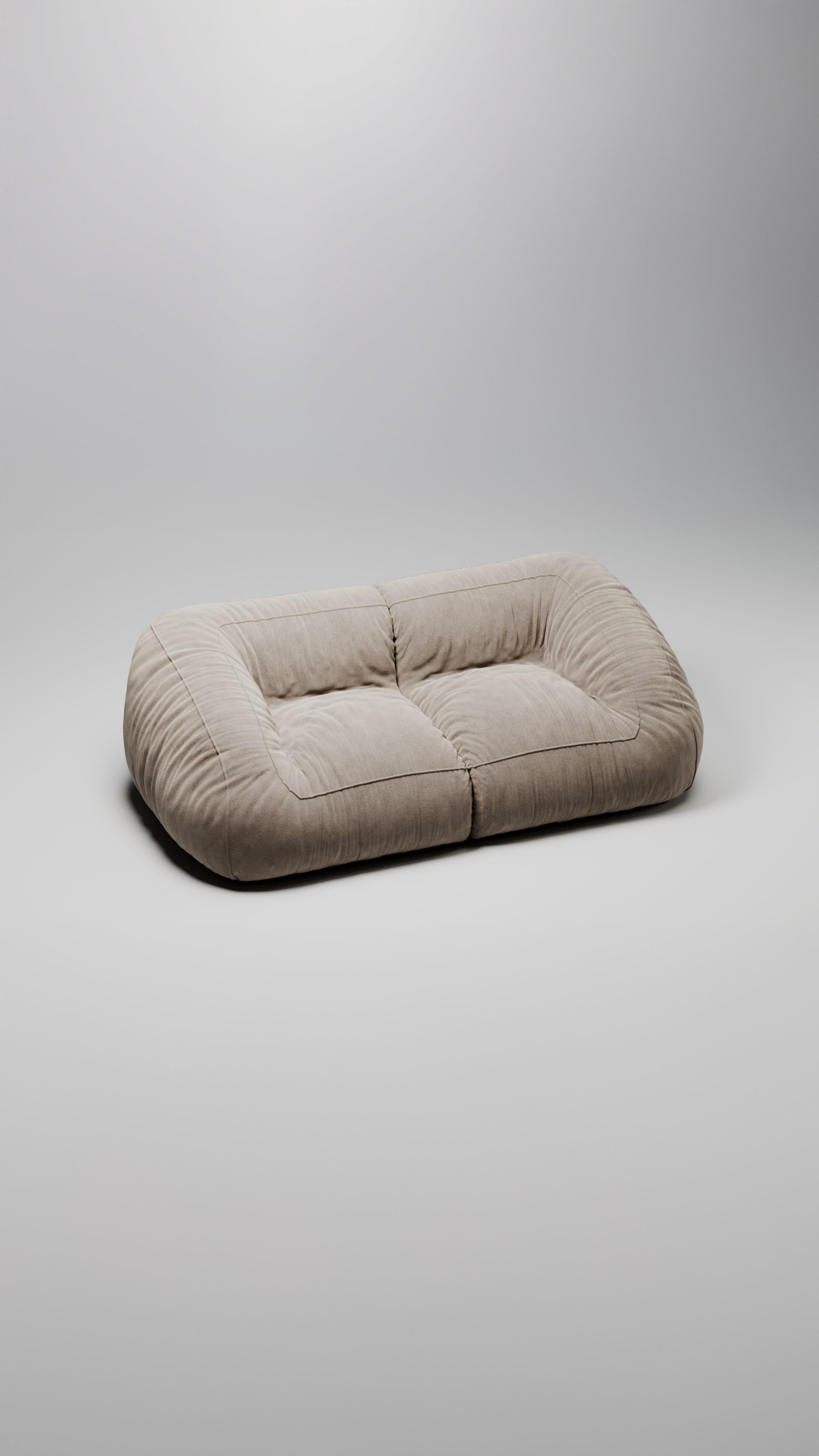 Italian Moss Modular Sofa C001 - Nabuk col. Sabbia (or any Leather cat. A) For Sale