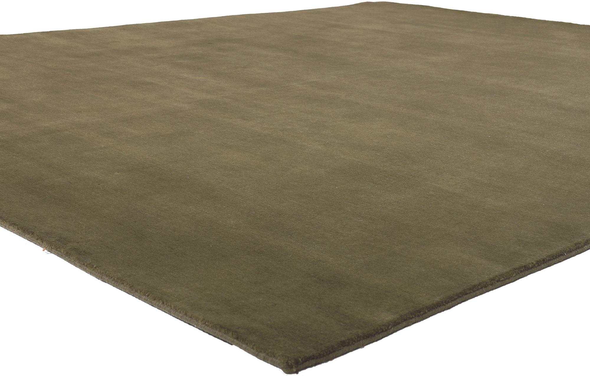 30997 New Moss-Olive Green Modern Rug, 07'11 x 09'09.
Biophilic Design meets earth-tone elegance in this handcrafted modern olive green area rug. The lavish texture and earthy green colorway woven into this piece work together creating a truly