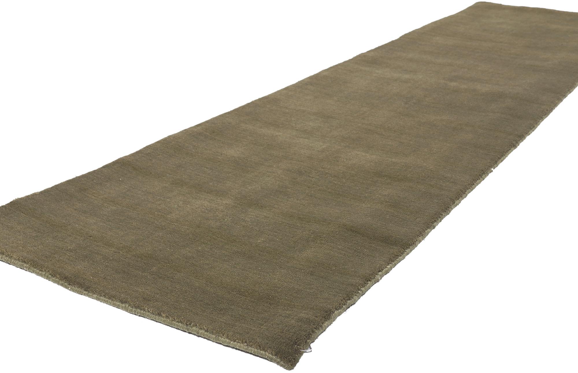 30996 New Moss-Olive Green Modern Rug, 02'01 x 08'09.
Biophilic Design meets earth-tone elegance in this handcrafted modern olive green area rug. The lavish texture and earthy green colorway woven into this piece work together creating a truly