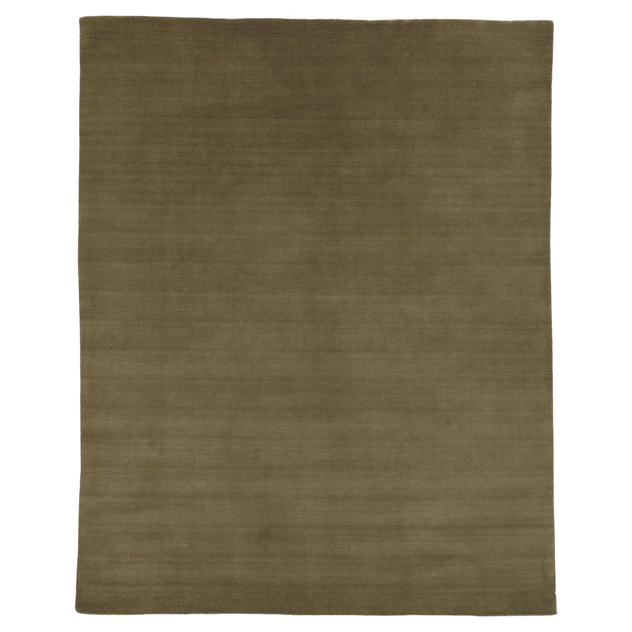Moss-Olive Green Modern Rug, Biophilic Design Style Meets Earth-Tone Elegance For Sale
