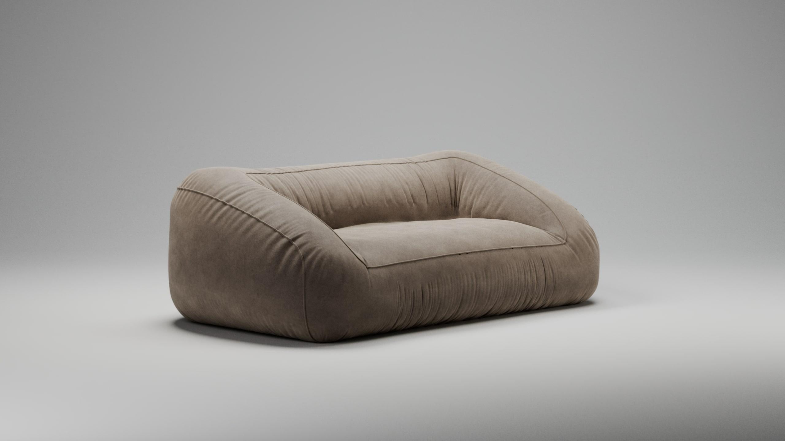 Moderno Moss Sofa - Nabuk col. Sabbia (or any Leather cat. A) in vendita