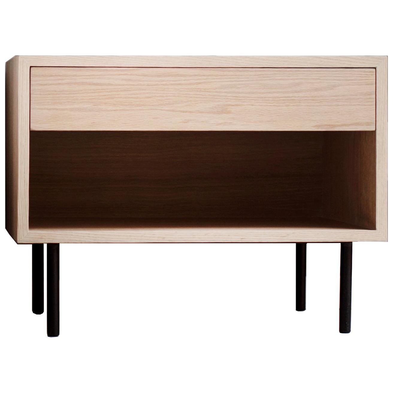 white stained oak veneer nightstand