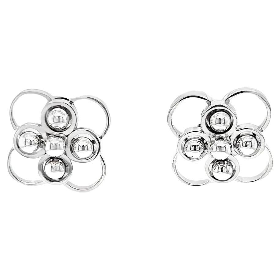 Mossalone White Gold Flower Earrings
