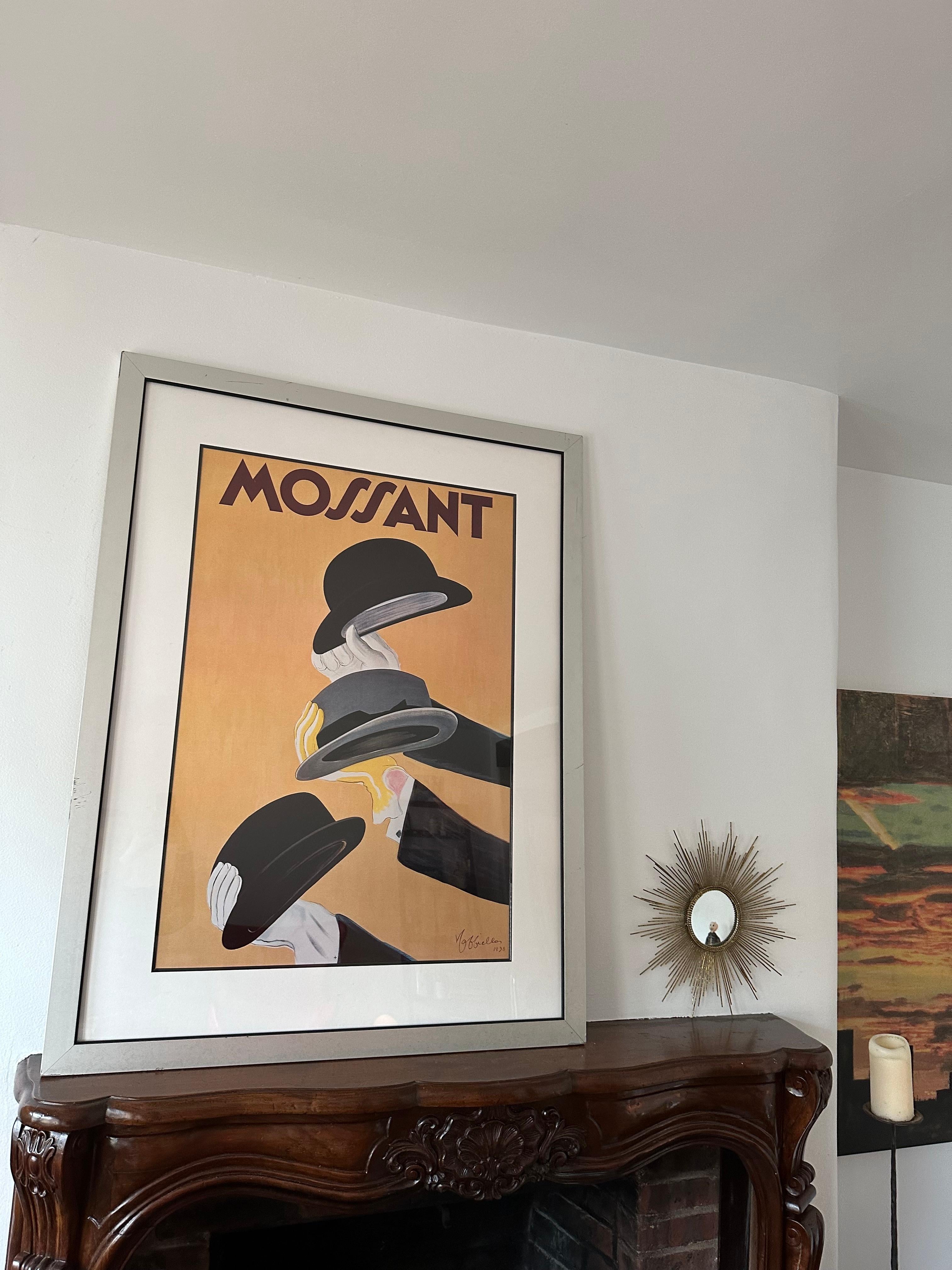 Art déco Mossant Encadré 3 Chapeaux Vintage French Advert  en vente