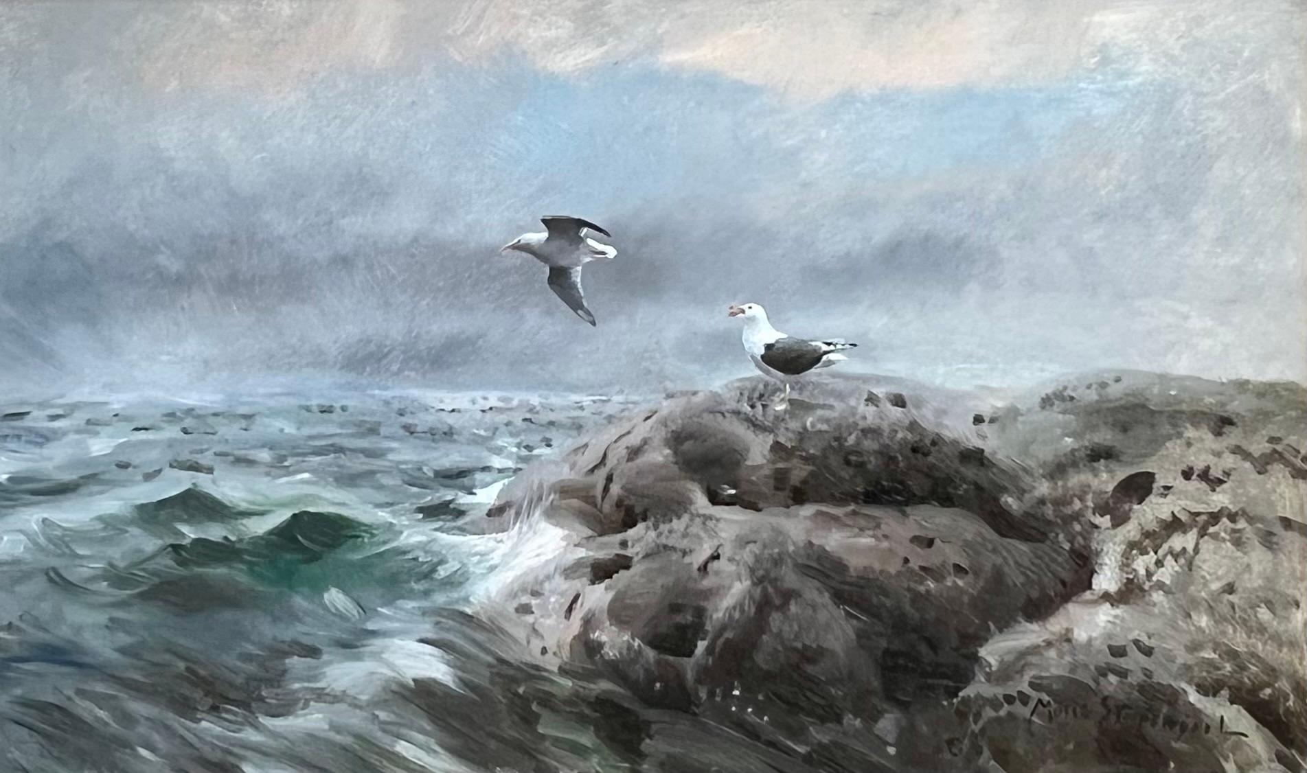 Gulls Fishing - Painting by Mosse Stoopendaal