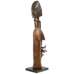 Antique Mossi Doll Burkina Faso, Early 20th Century, Africa Great Stylized Face Leather
