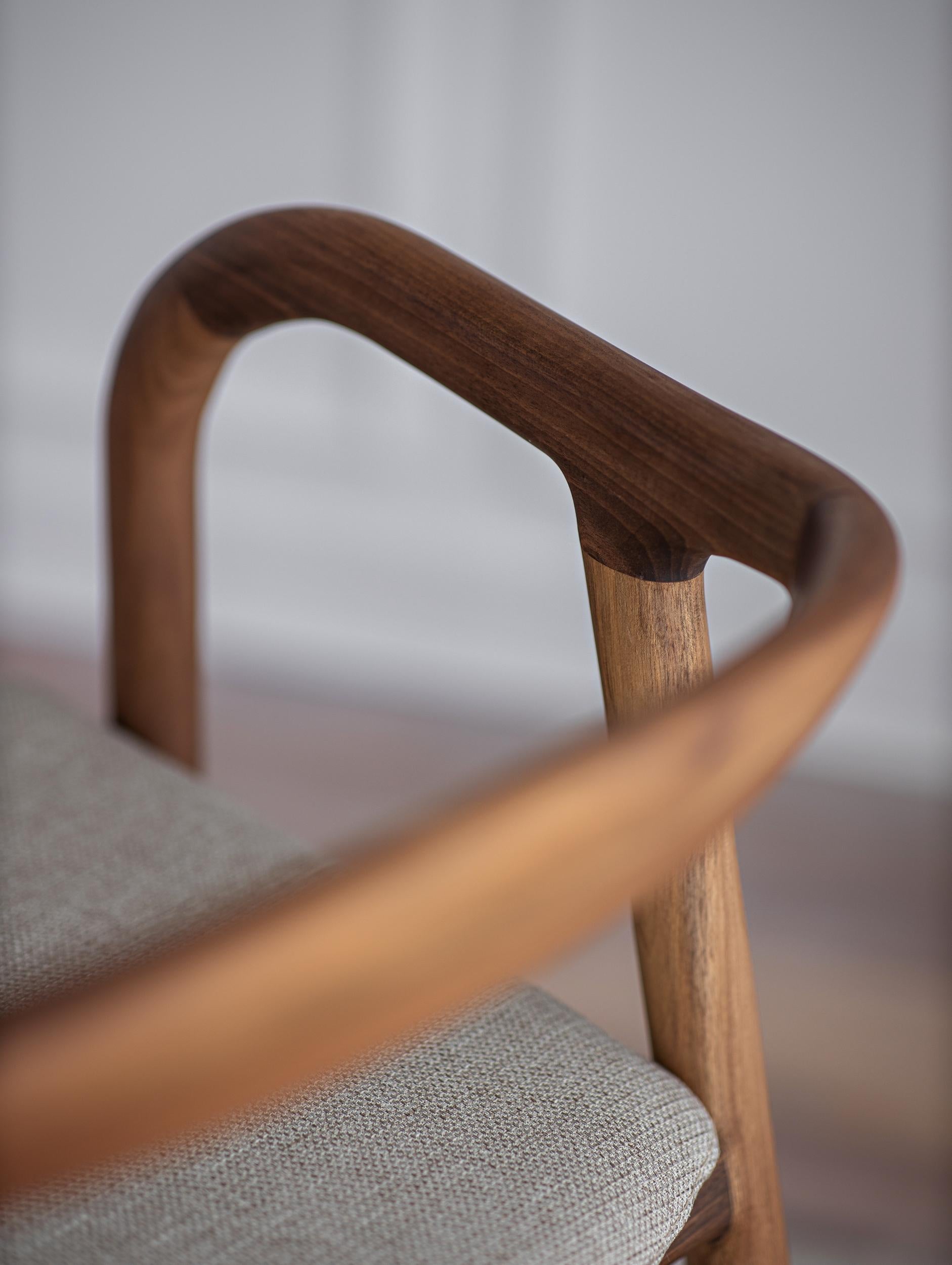 Hand-Crafted Mosso Solid Wood Chair in Walnut by Charlie Pommier For Sale