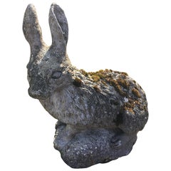 Vintage Mossy English Cast Stone Rabbit
