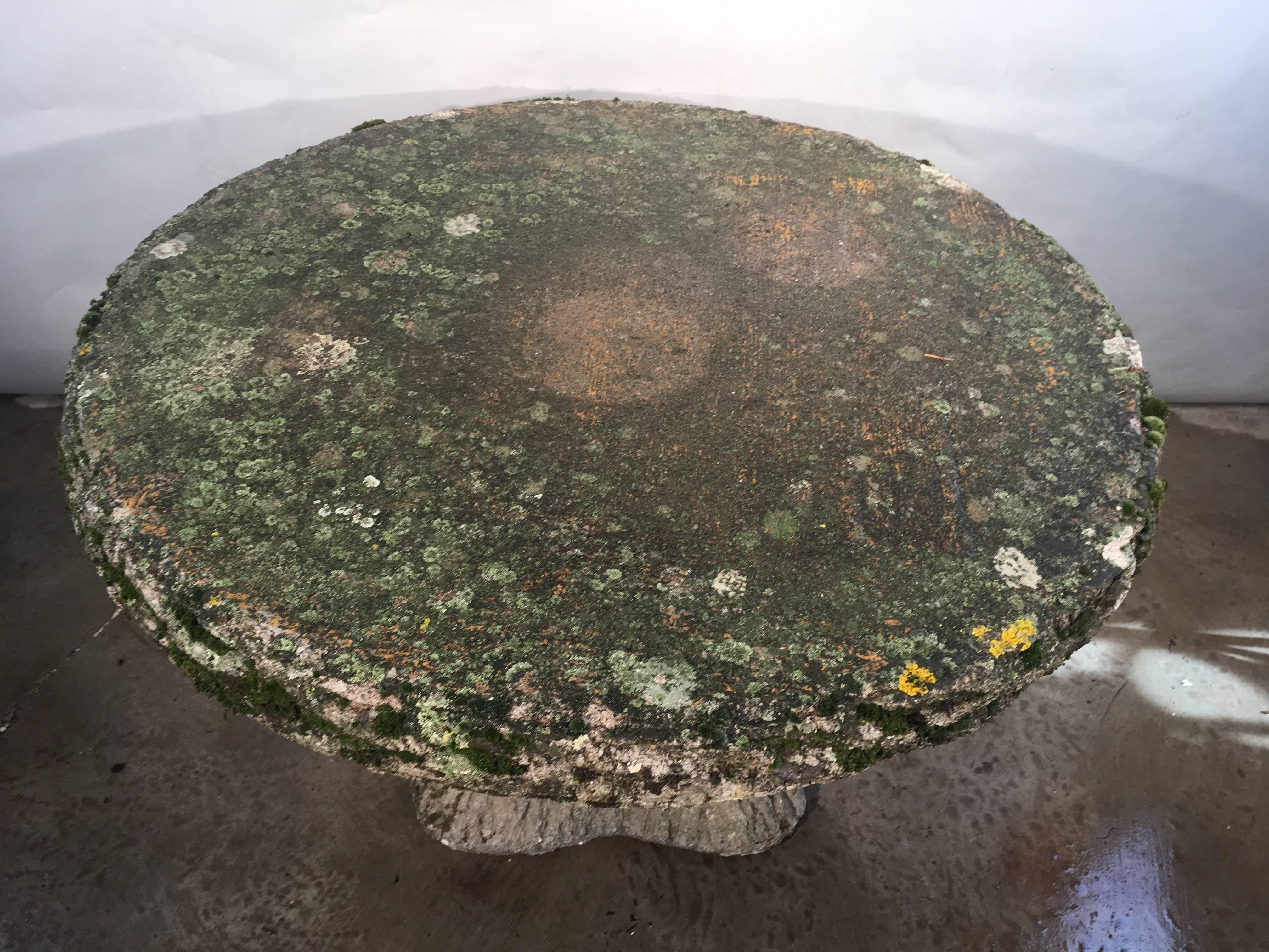 20th Century Mossy French Round Faux Bois Dining Table For Sale