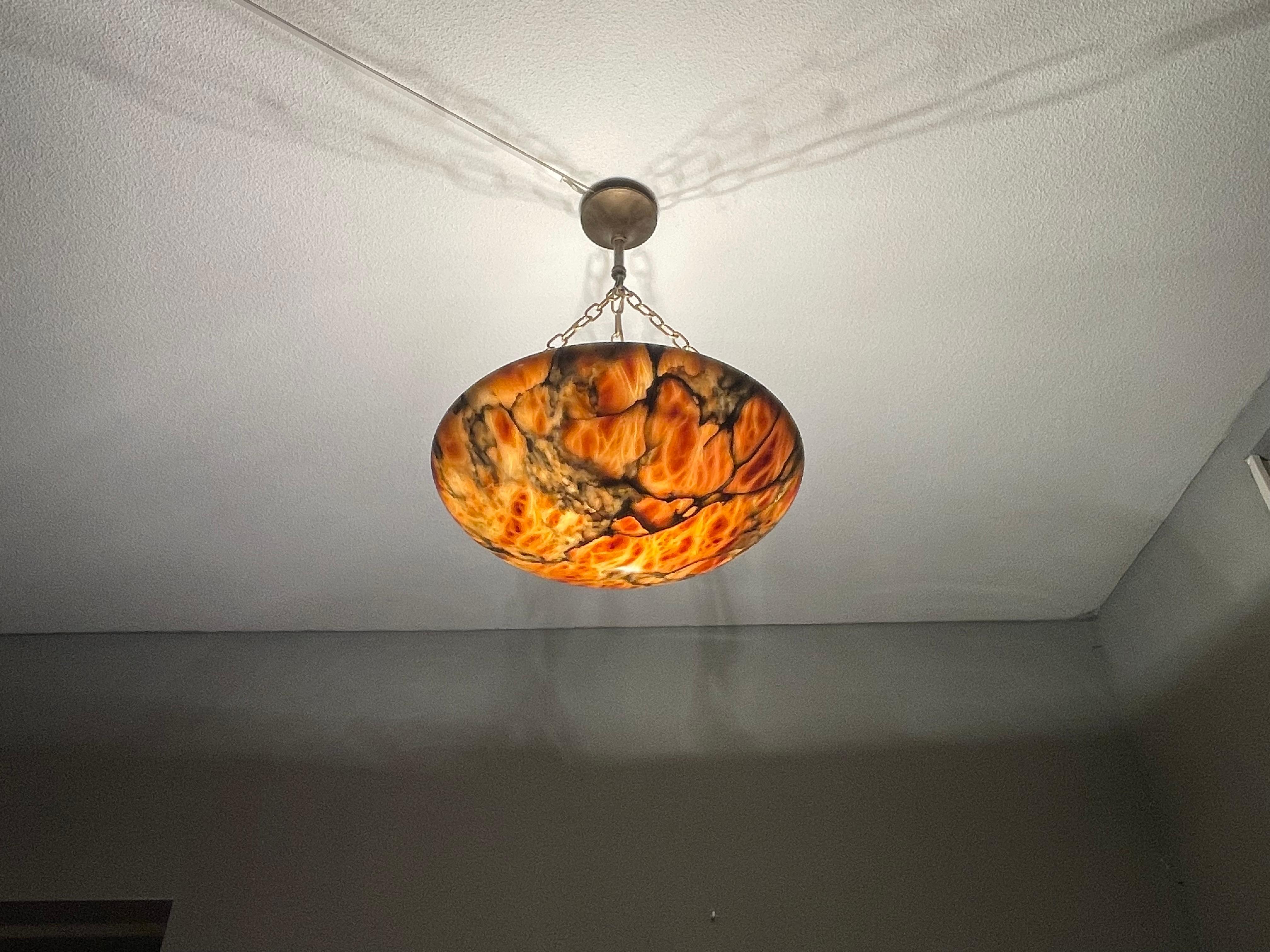 Most Amazing Antique Alabaster Shade Pendant Chandelier, Large & Timeless 1910 1