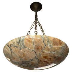 Most Amazing Antique Alabaster Shade Pendant Chandelier, Large & Timeless 1910
