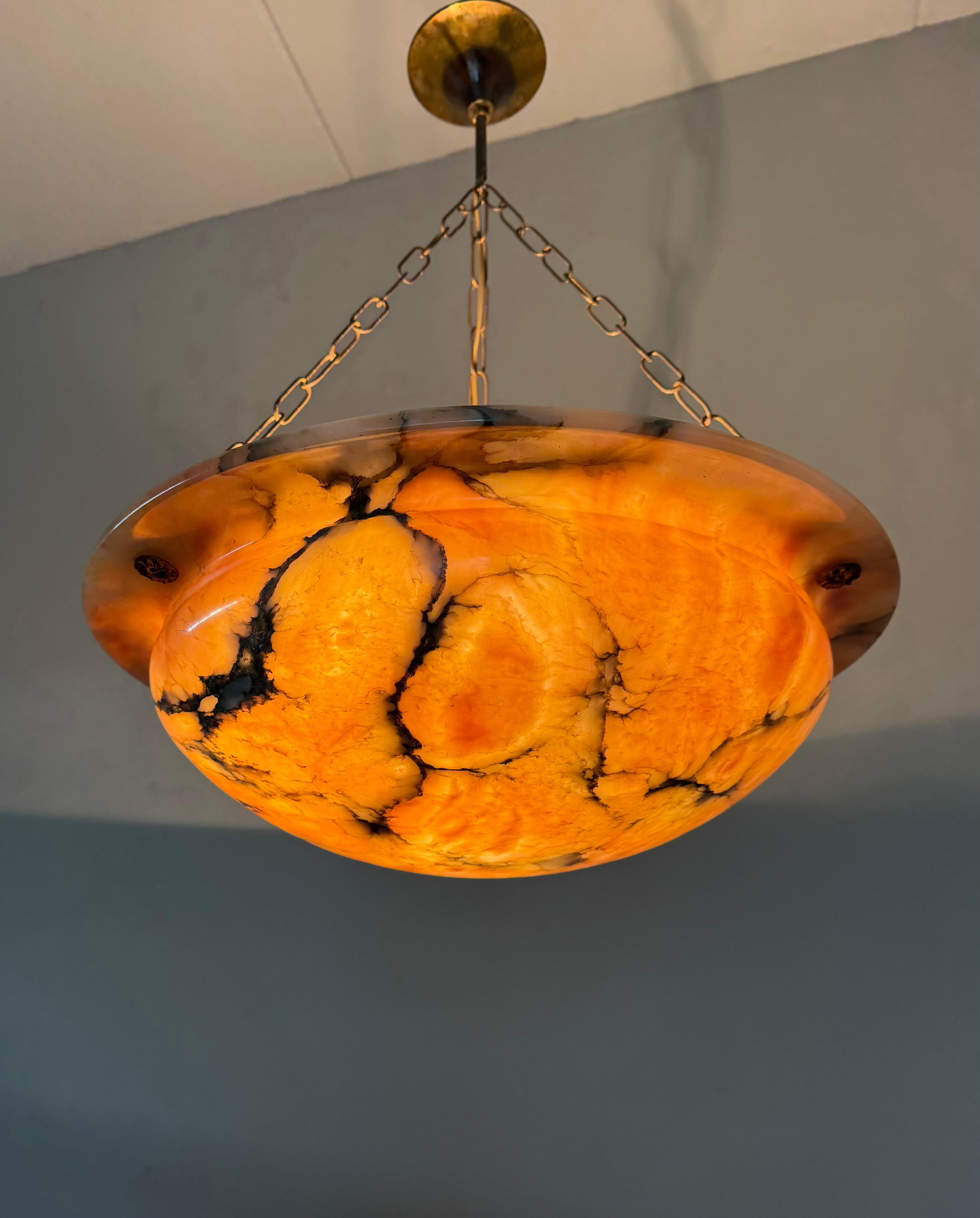Most Beautiful in Shape and Color Timeless Alabaster Shade Chandelier Dia 19.8Ø