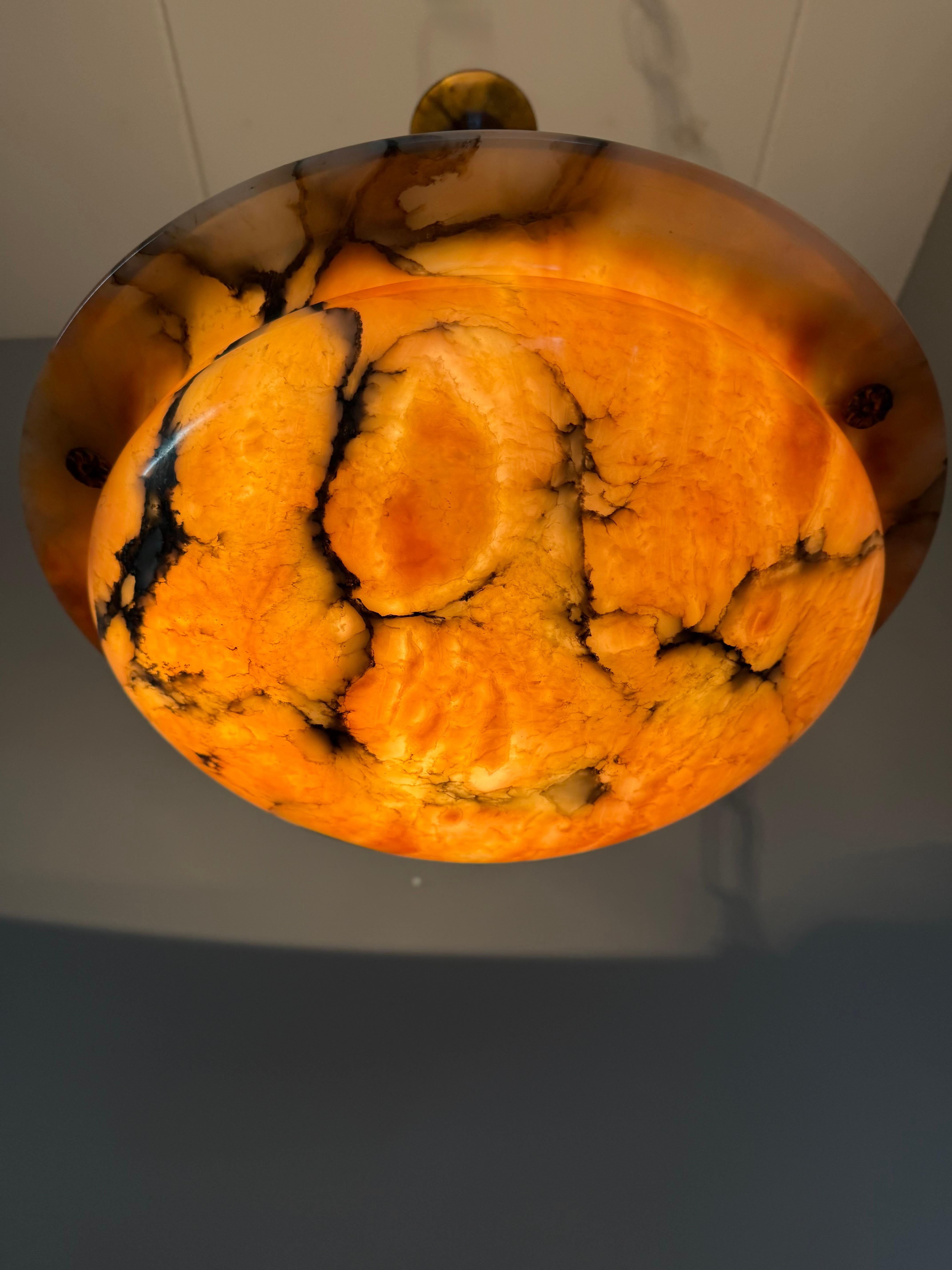 Most Beautiful in Shape and Color Timeless Alabaster Shade Chandelier Dia 19.8Ø