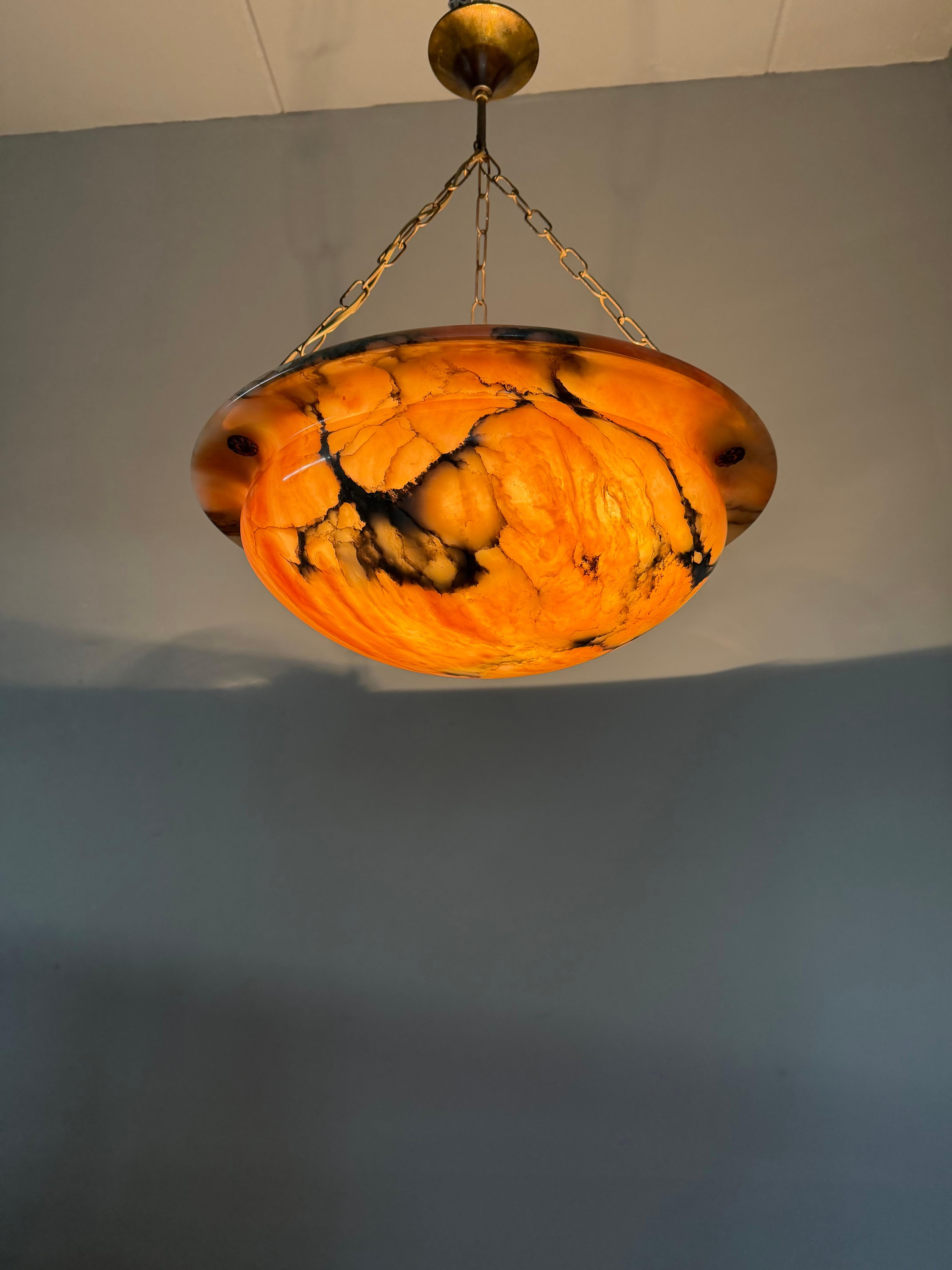 Most Beautiful in Shape and Color Timeless Alabaster Shade Chandelier Dia 19.8Ø