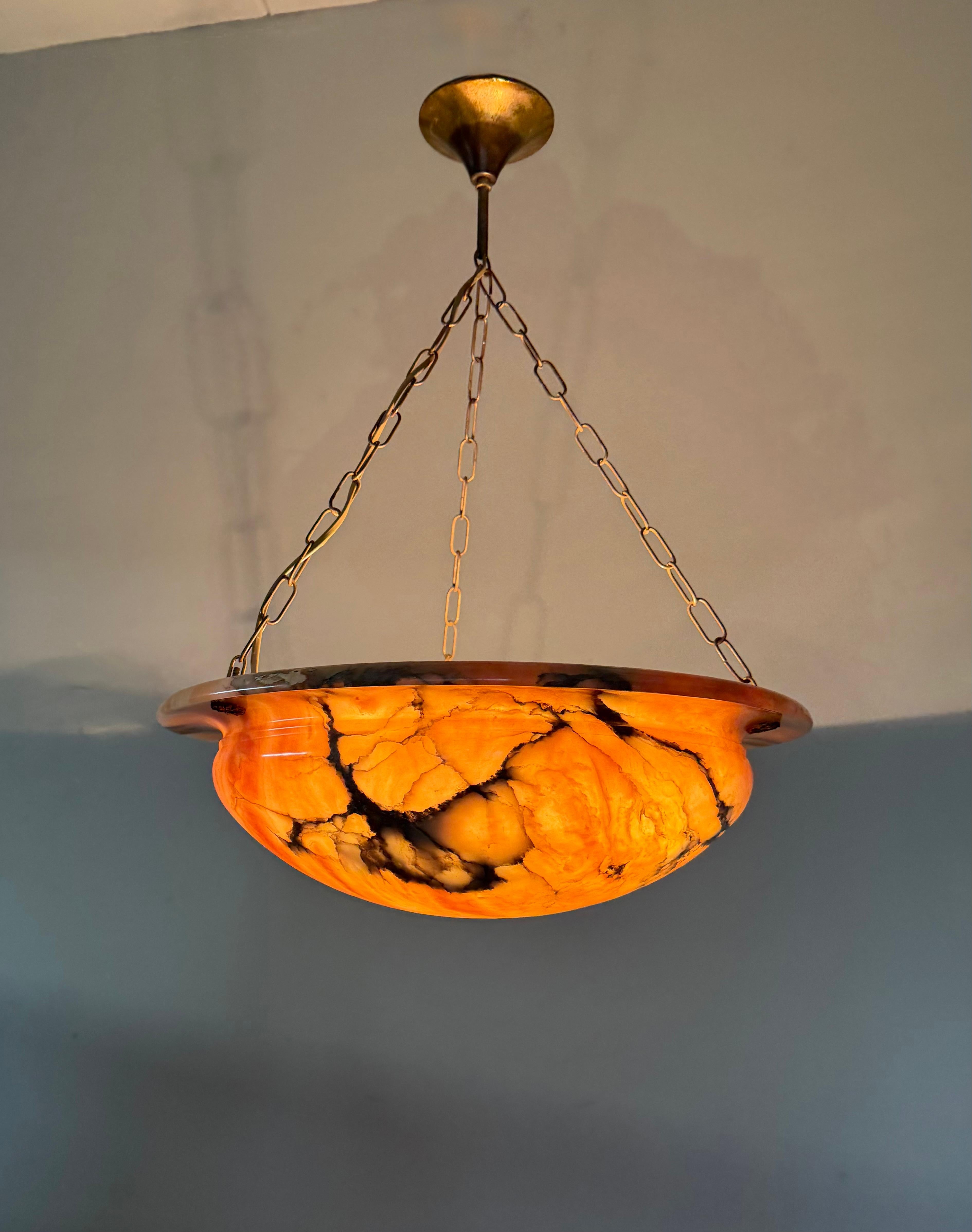 Most Beautiful in Shape and Color Timeless Alabaster Shade Chandelier Dia 19.8Ø