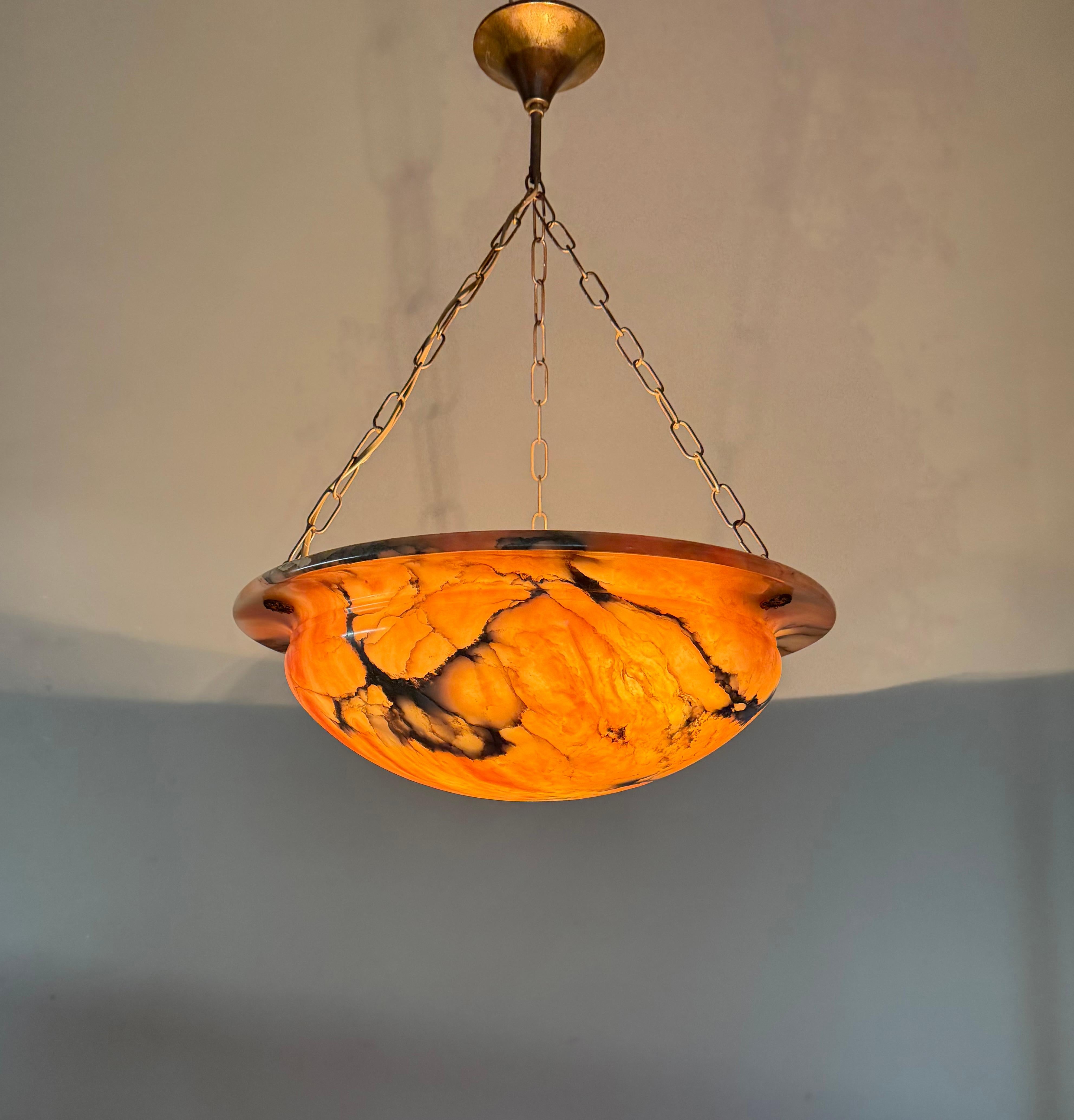 Most Beautiful in Shape and Color Timeless Alabaster Shade Chandelier Dia 19.8Ø