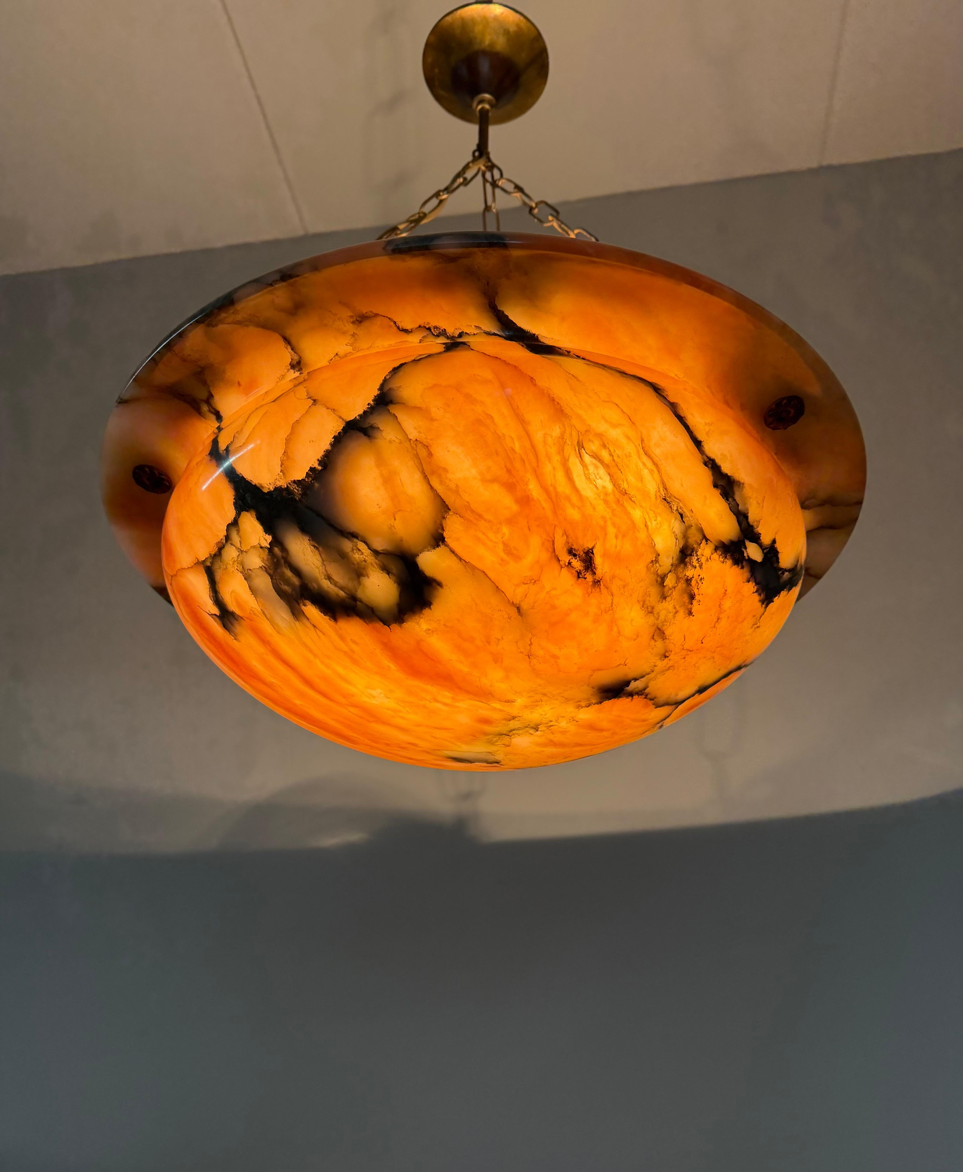 Most Beautiful in Shape and Color Timeless Alabaster Shade Chandelier Dia 19.8Ø