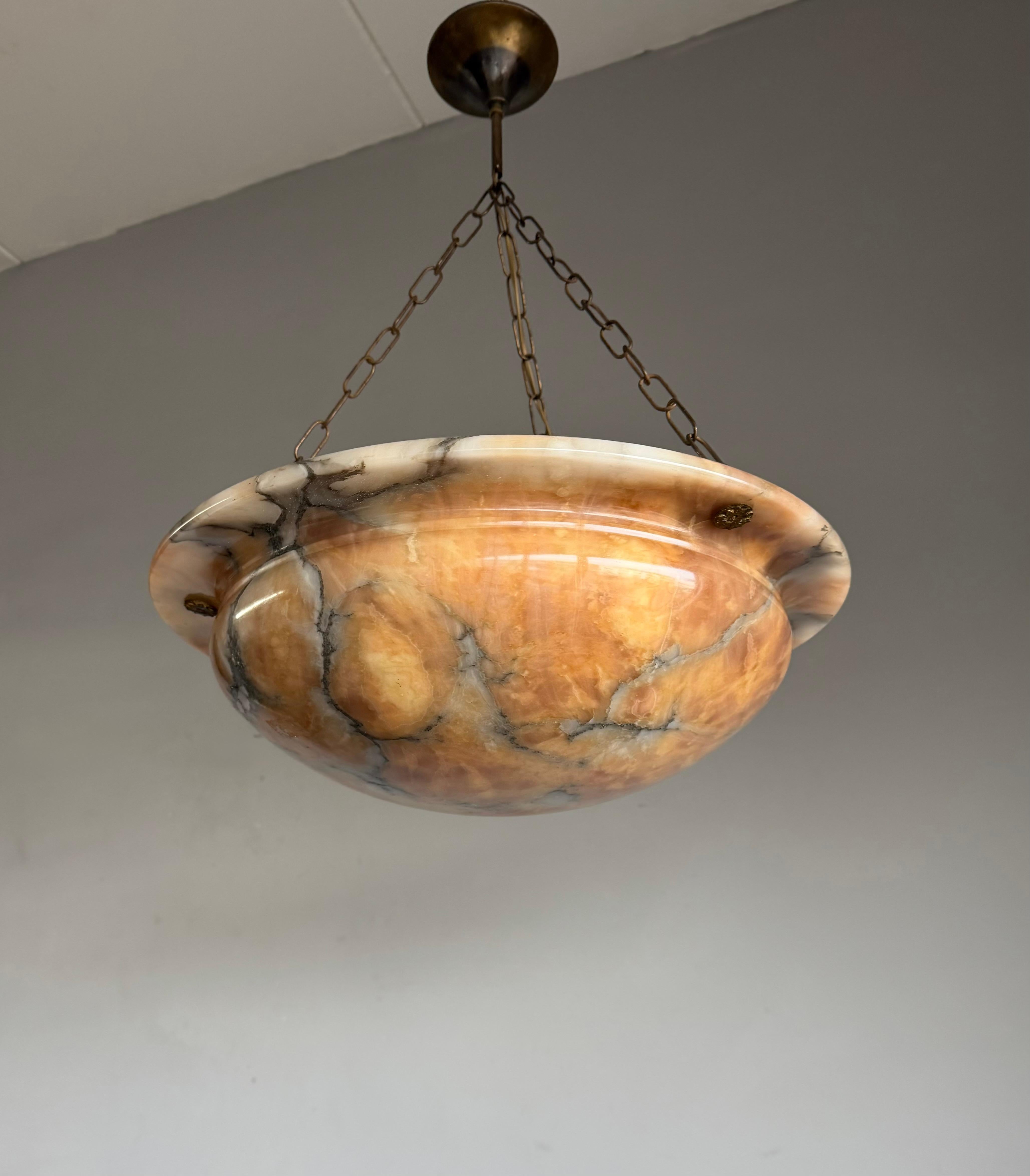 Art Deco Most Beautiful in Shape and Color Timeless Alabaster Shade Chandelier Dia 19.8Ø