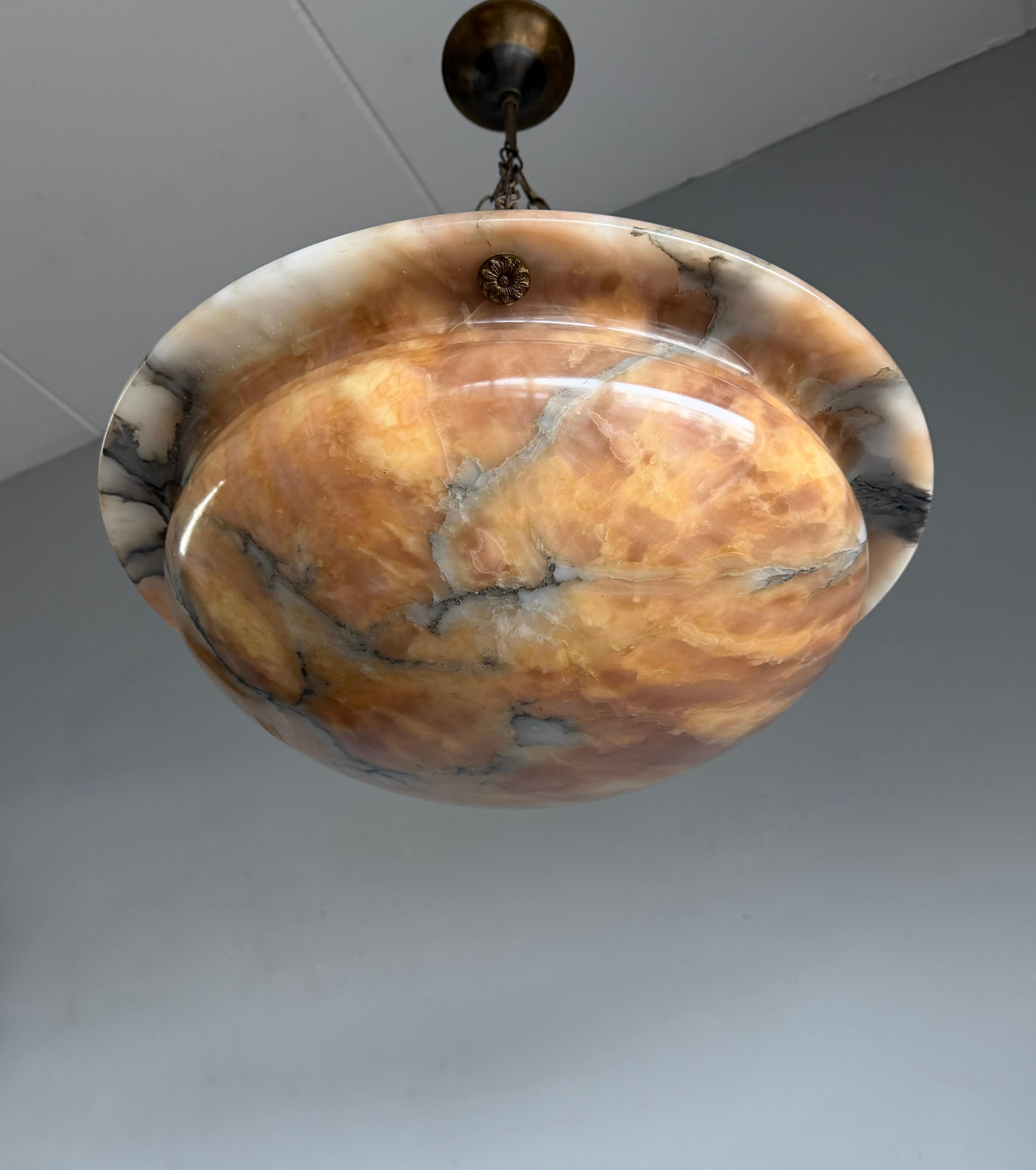 Most Beautiful in Shape and Color Timeless Alabaster Shade Chandelier Dia 19.8Ø