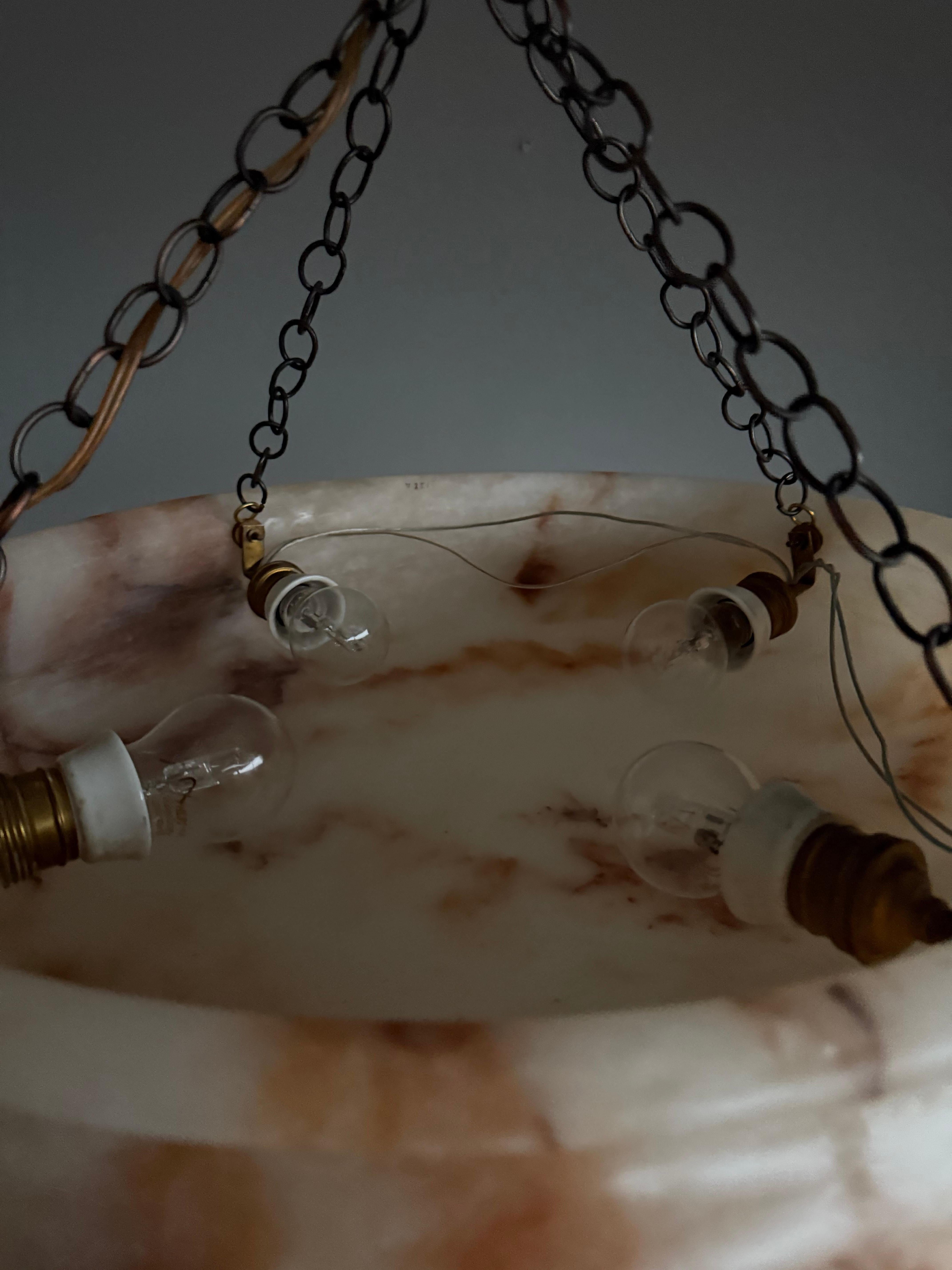 Most Beautiful in Shape and Color Timeless Alabaster Shade Chandelier Dia 22.5Ø