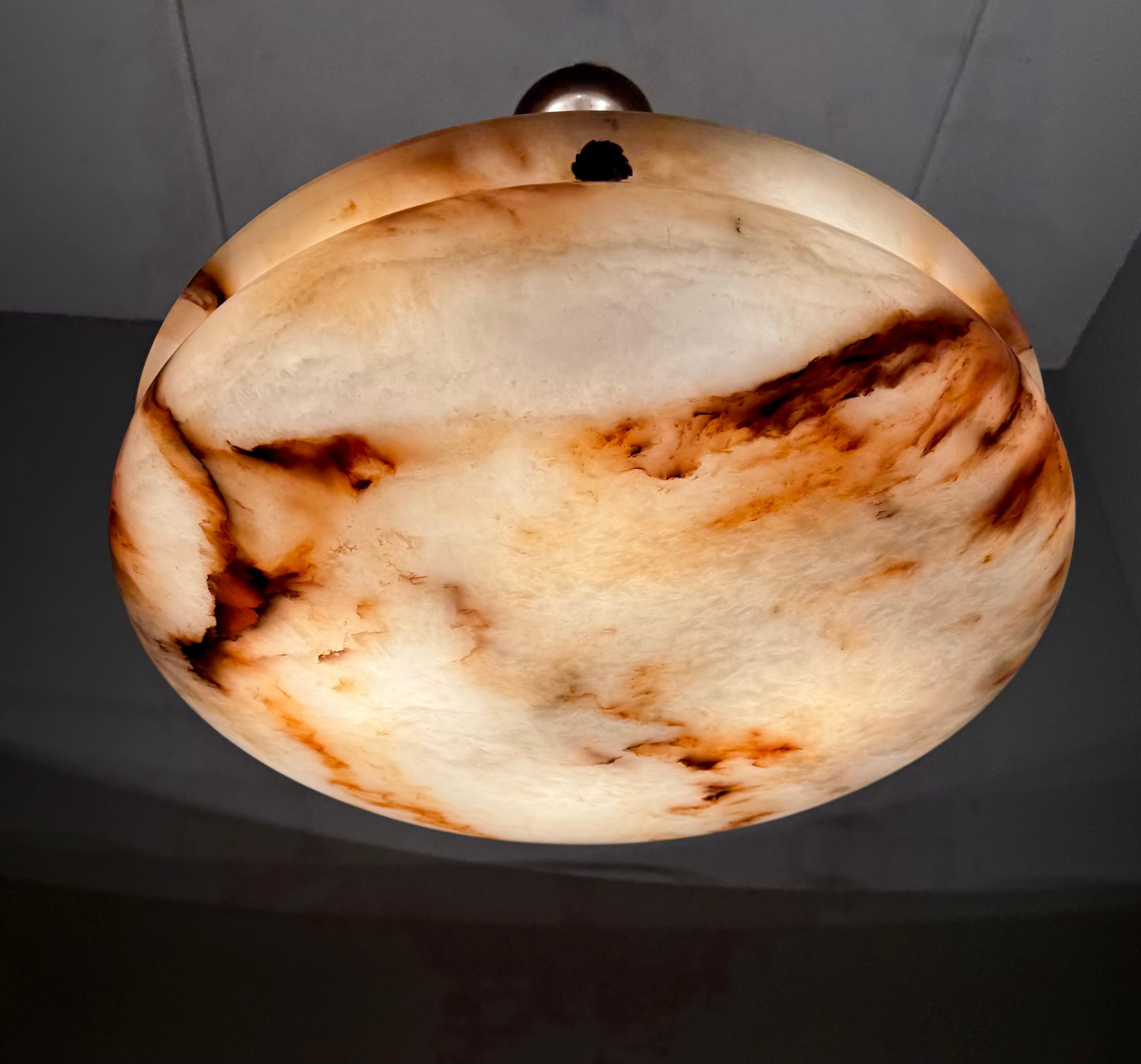 Most Beautiful in Shape and Color Timeless Alabaster Shade Chandelier Dia 22.5Ø