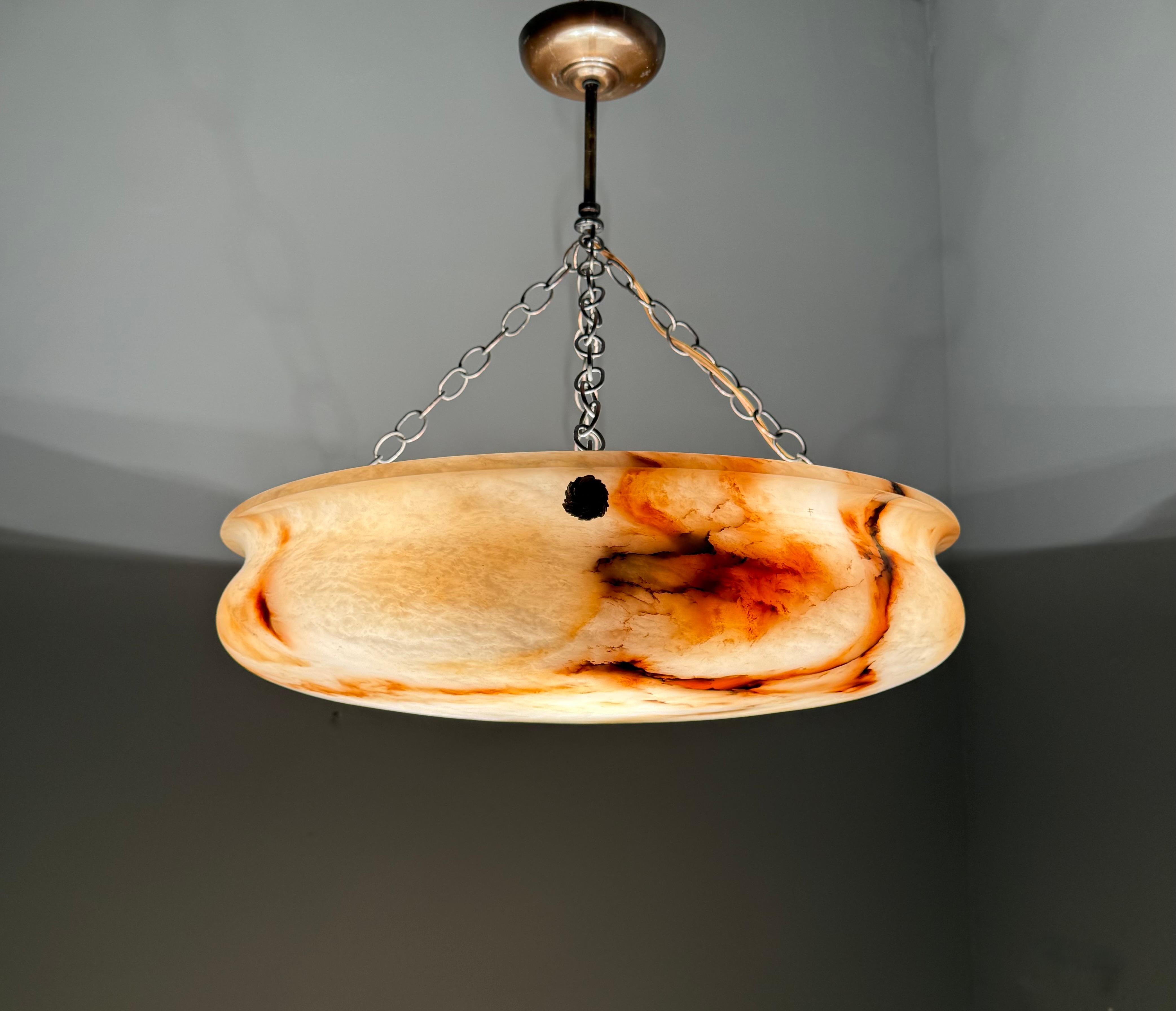 Most Beautiful in Shape and Color Timeless Alabaster Shade Chandelier Dia 22.5Ø