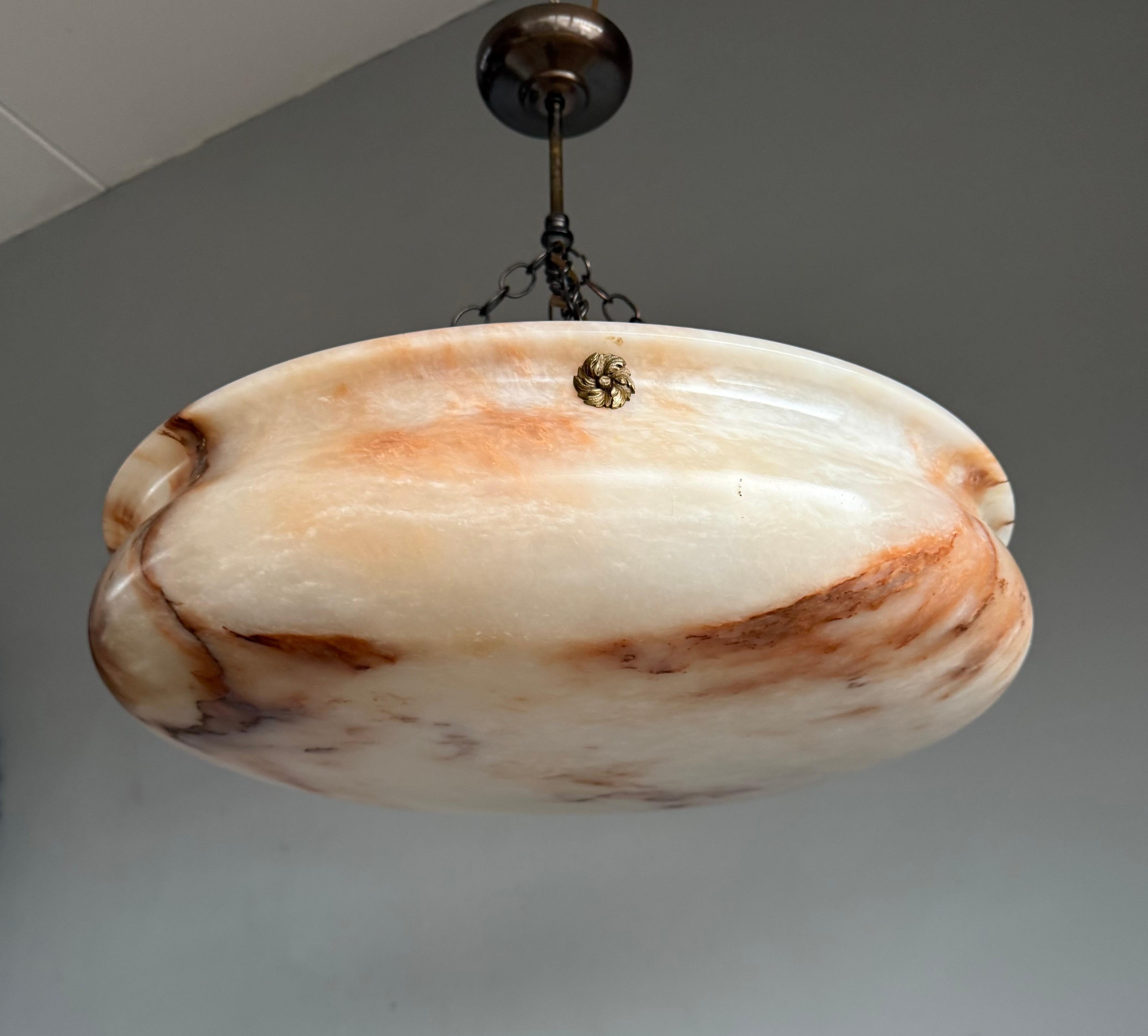 Most Beautiful in Shape and Color Timeless Alabaster Shade Chandelier Dia 22.5Ø