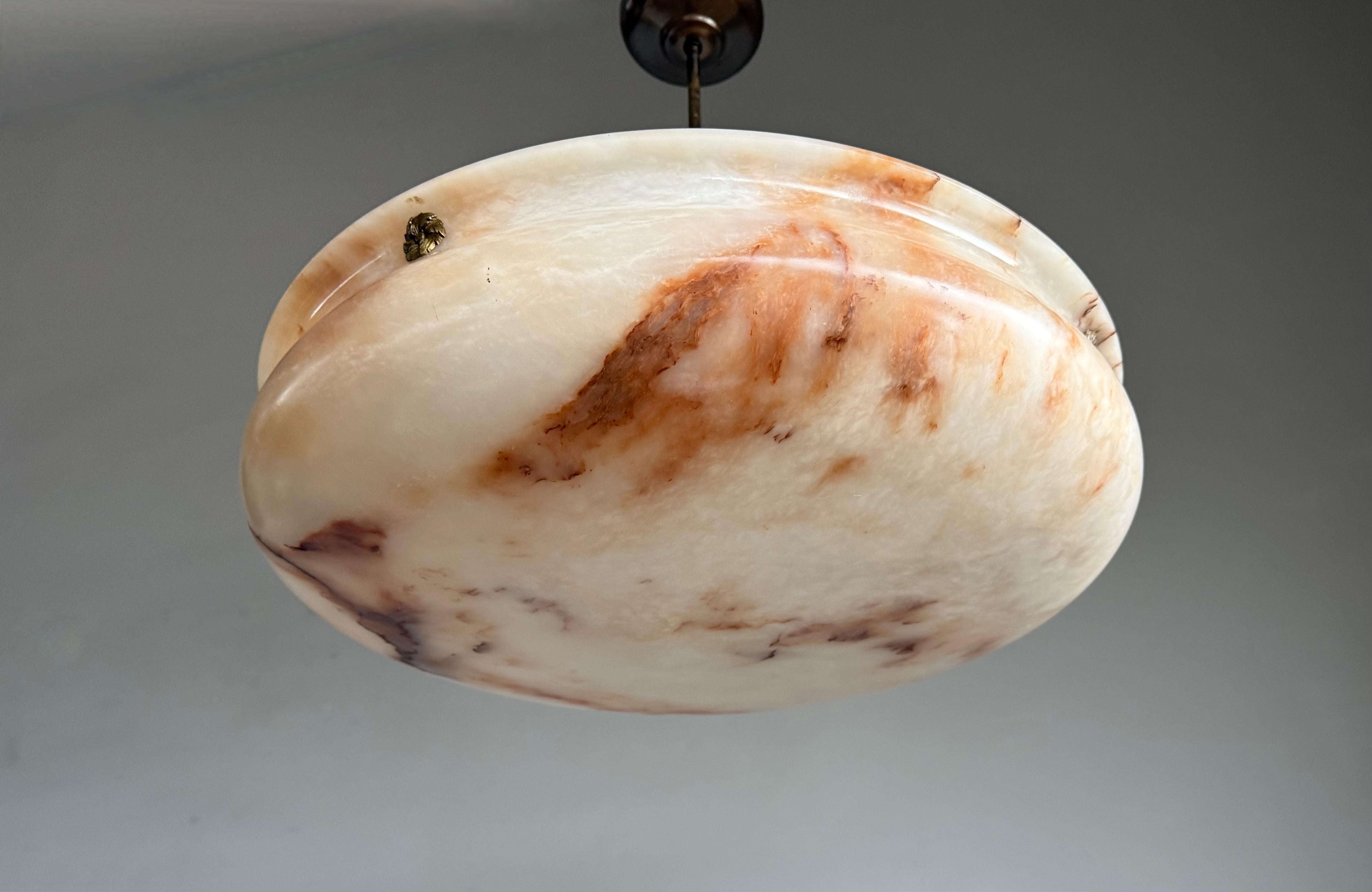 Most Beautiful in Shape and Color Timeless Alabaster Shade Chandelier Dia 22.5Ø