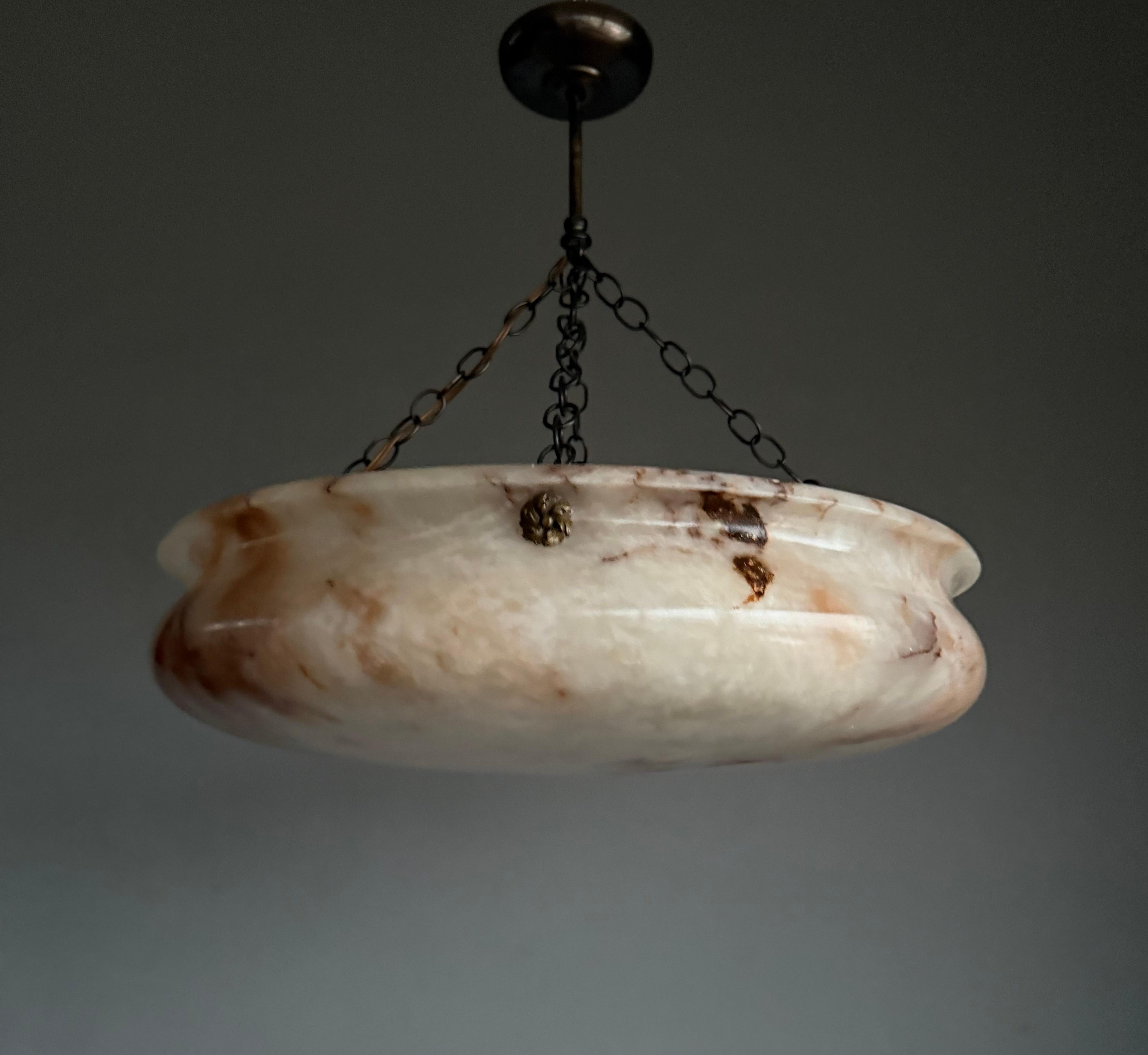 Most Beautiful in Shape and Color Timeless Alabaster Shade Chandelier Dia 22.5Ø