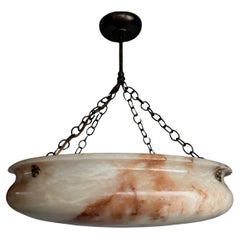 Antique Most Beautiful in Shape and Color Timeless Alabaster Shade Chandelier Dia 22.5Ø"