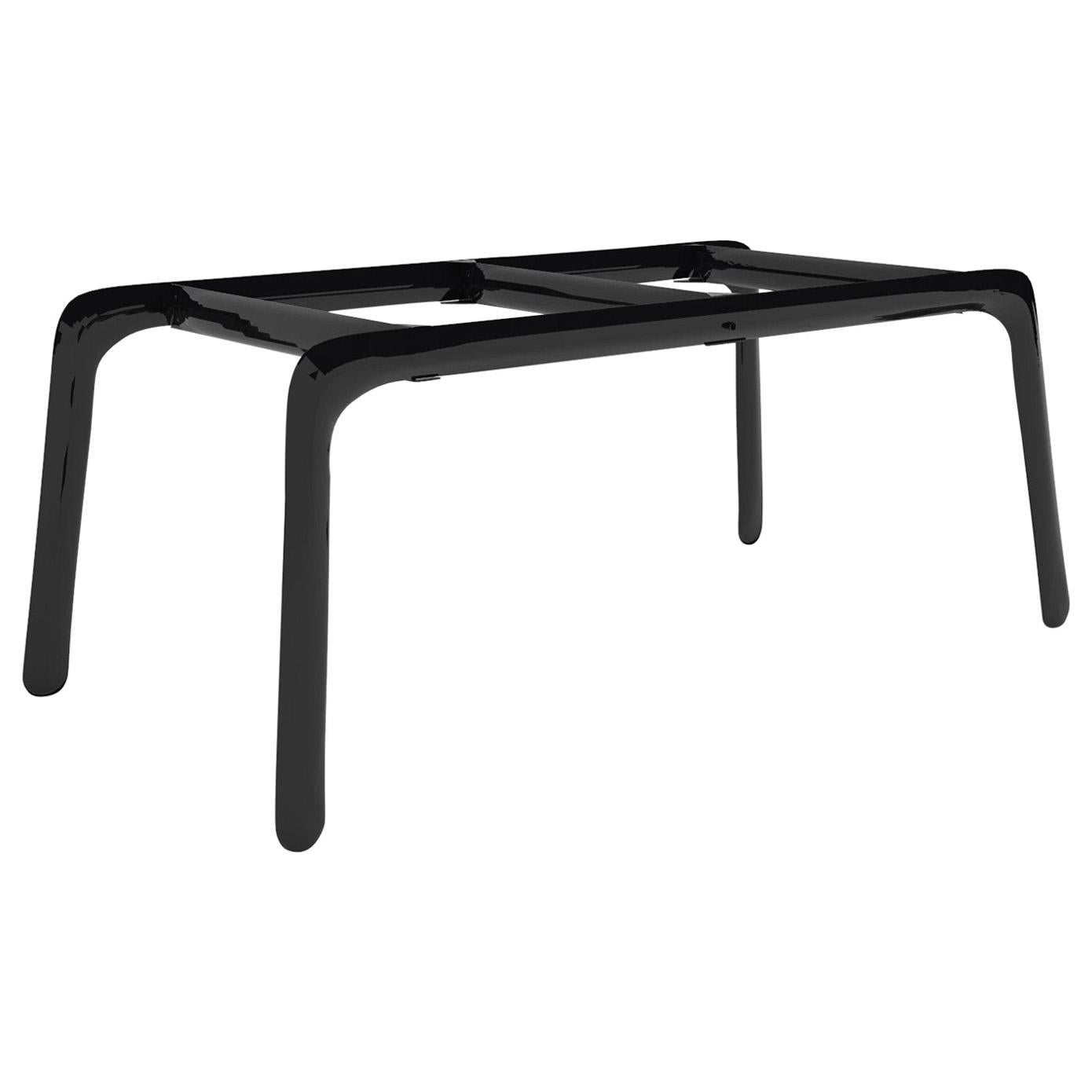 Most Polished Black Glossy Color Carbon Steel Writing Table by Zieta For Sale