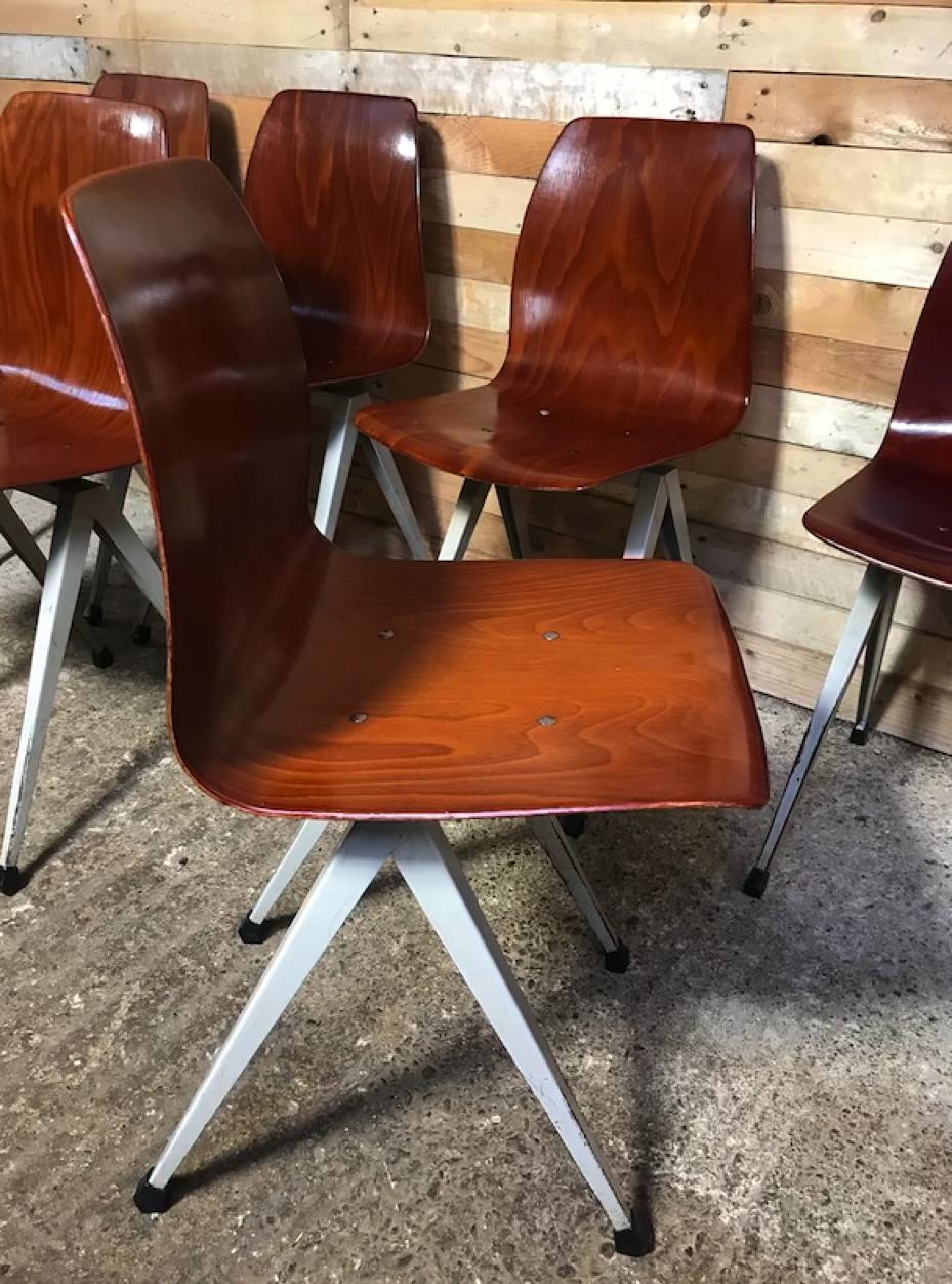 Mid-Century Modern Most Sought After Paghold Industrial Retro Metal Bendwood Chair Set of 6 Chairs For Sale