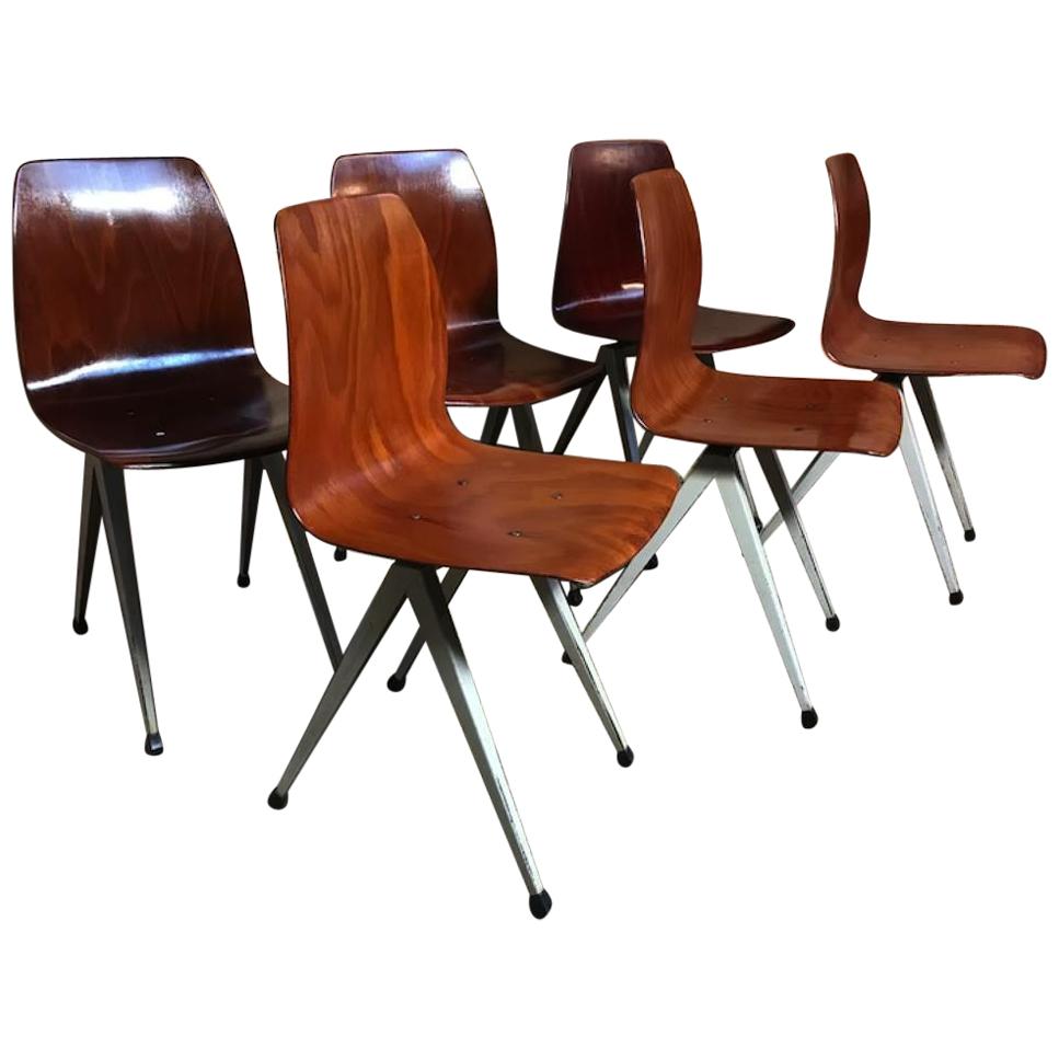 Most Sought After Paghold Industrial Retro Metal Bendwood Chair Set of 6 Chairs