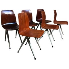 Most Sought After Paghold Industrial Vintage Metal Bendwood Chair Set of 6 Chairs