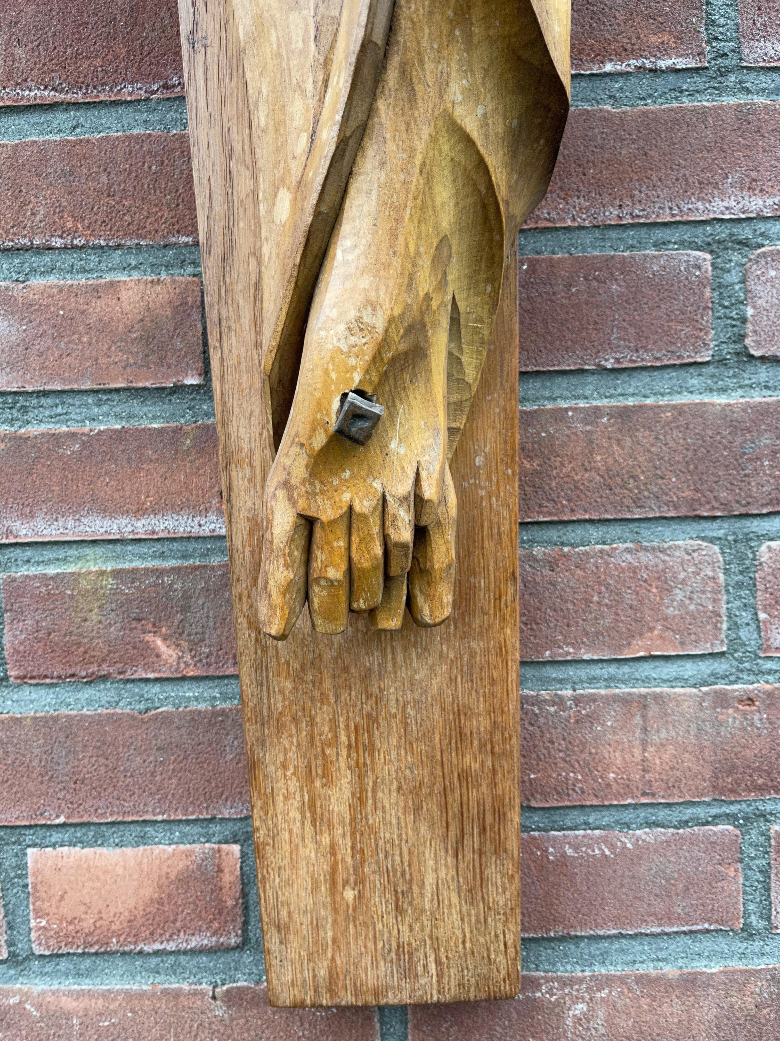 Most Stylish Large & Quality Carved Wooden Art Deco Corpus of Christ on Crucifix For Sale 6