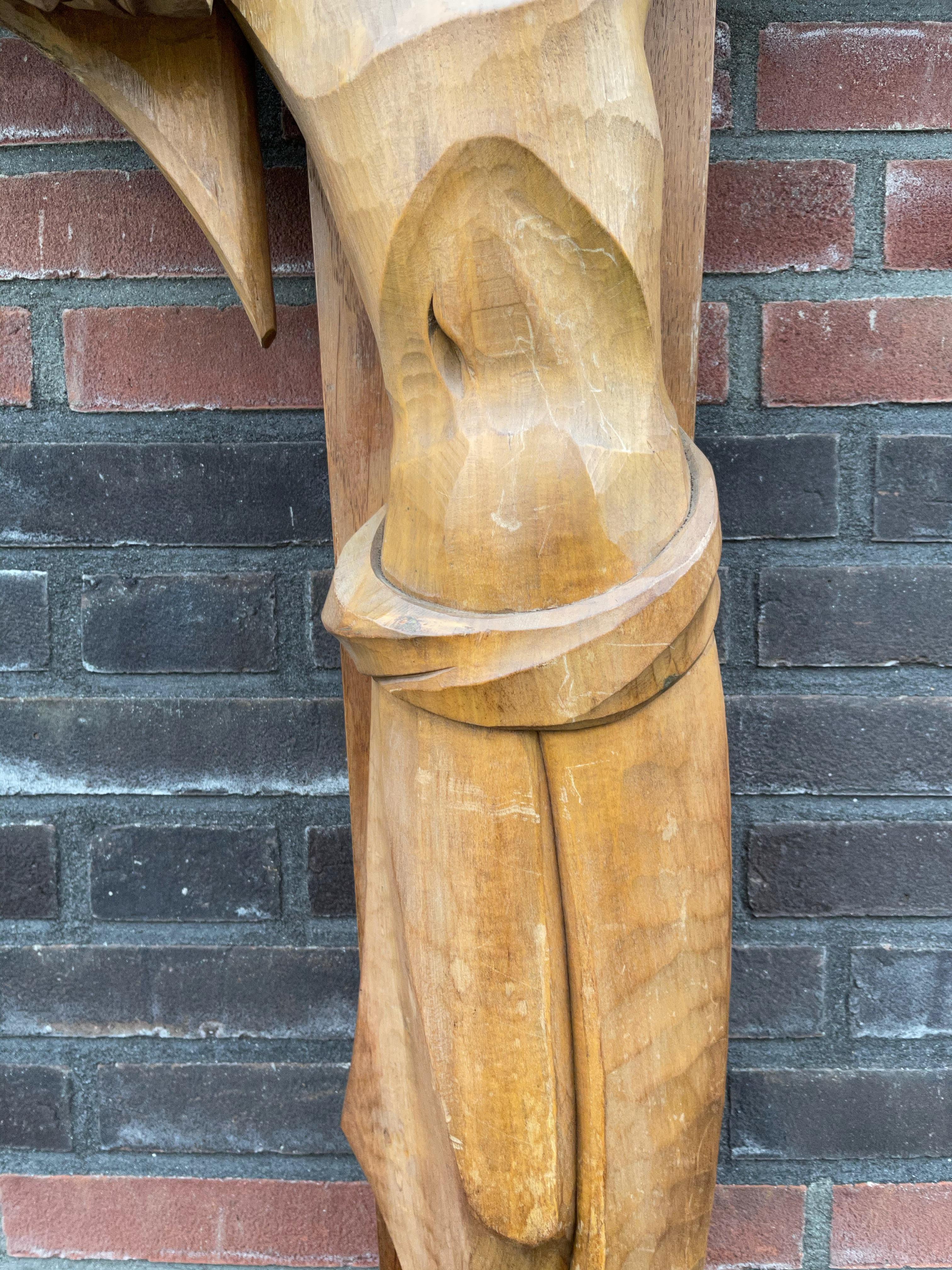 Most Stylish Large & Quality Carved Wooden Art Deco Corpus of Christ on Crucifix For Sale 8