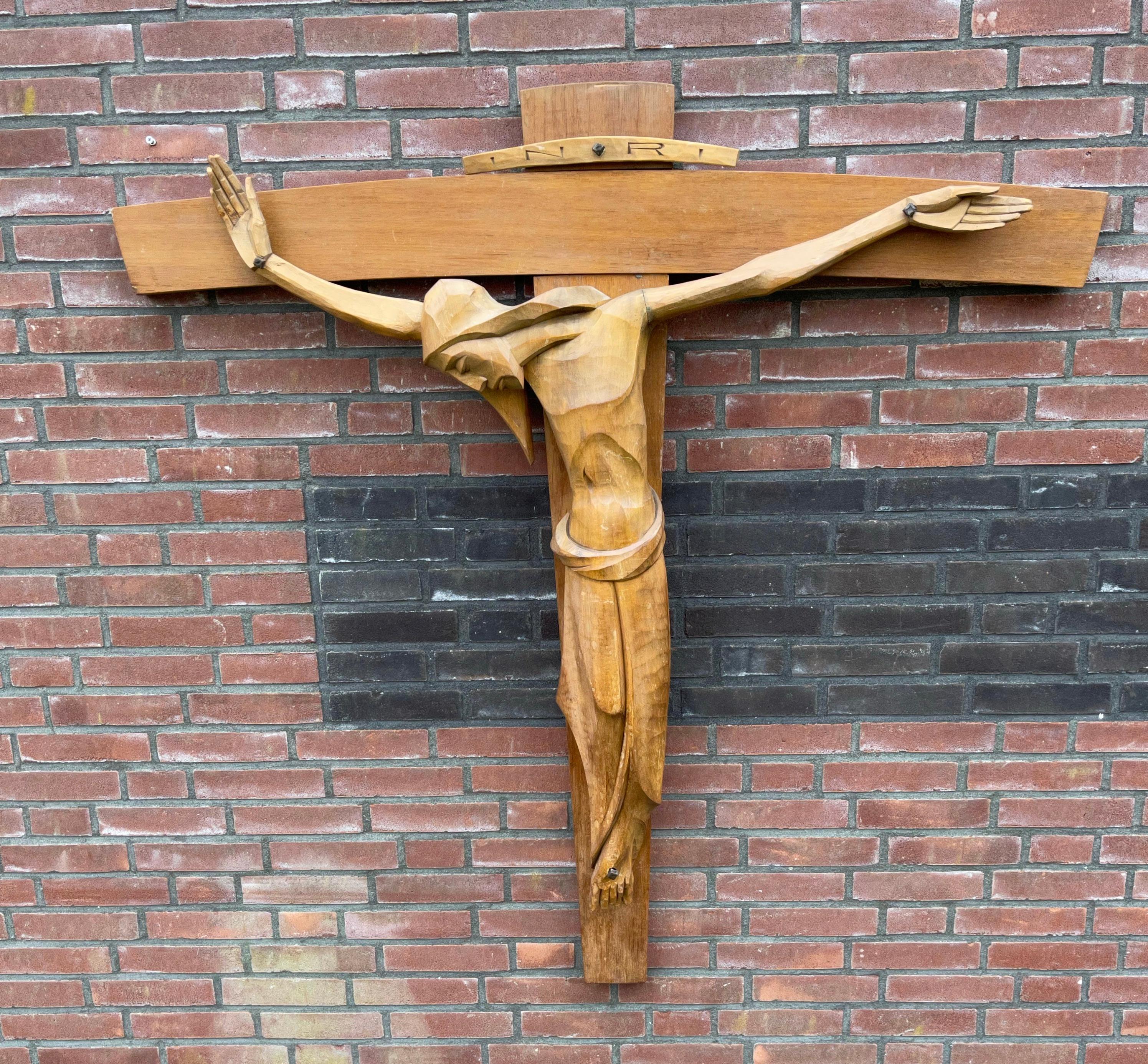 Stilvollsten und hochwertigsten geschnitzten Holz-Art-Déco- Corpus of Christ auf Kruzifix, Art déco im Angebot 9
