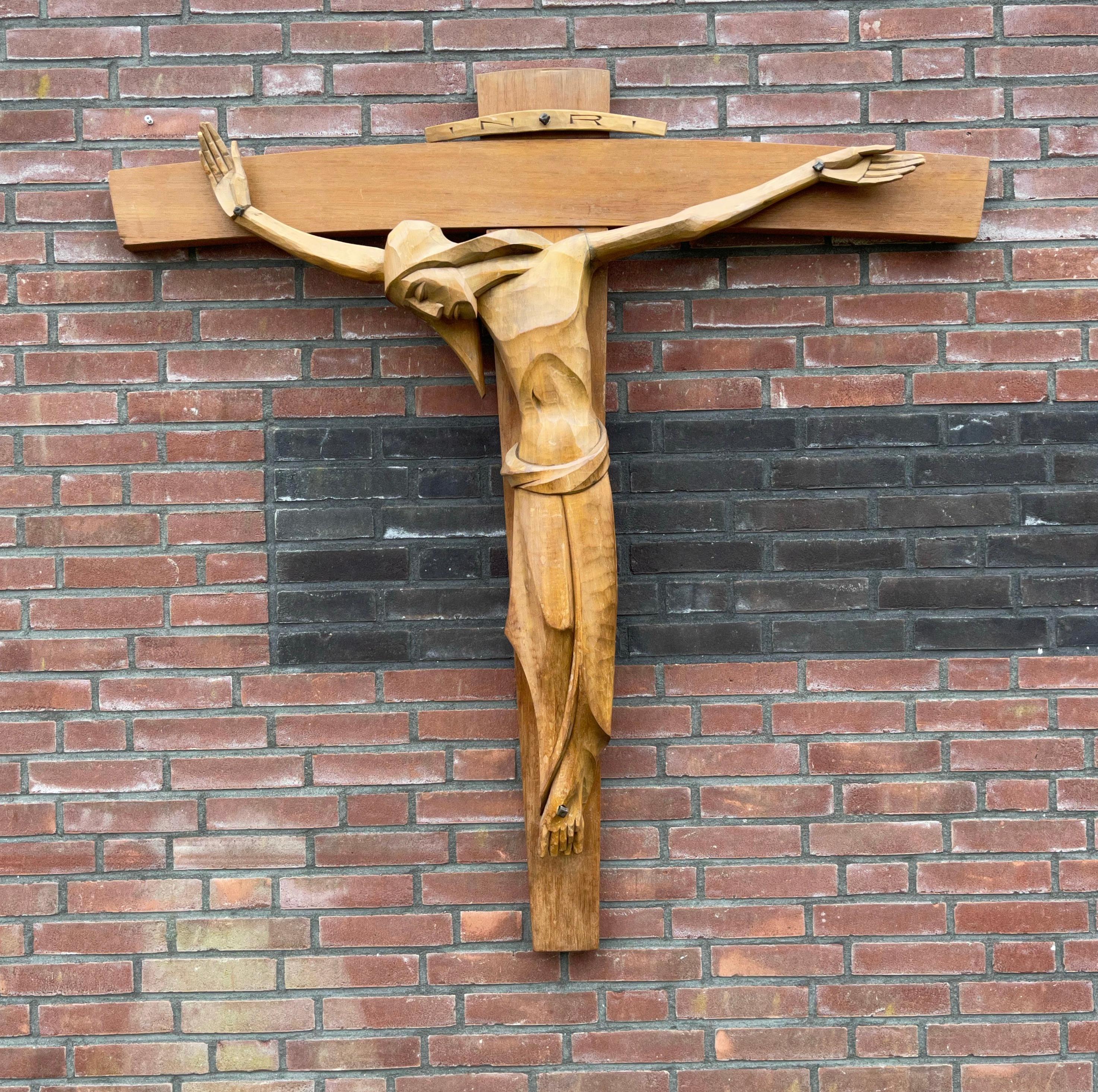 Stilvollsten und hochwertigsten geschnitzten Holz-Art-Déco- Corpus of Christ auf Kruzifix, Art déco im Angebot 10