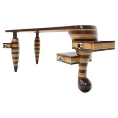 Retro Most Unique Handcrafted Organic 3-Legged Laminated Cherry Wood Desk
