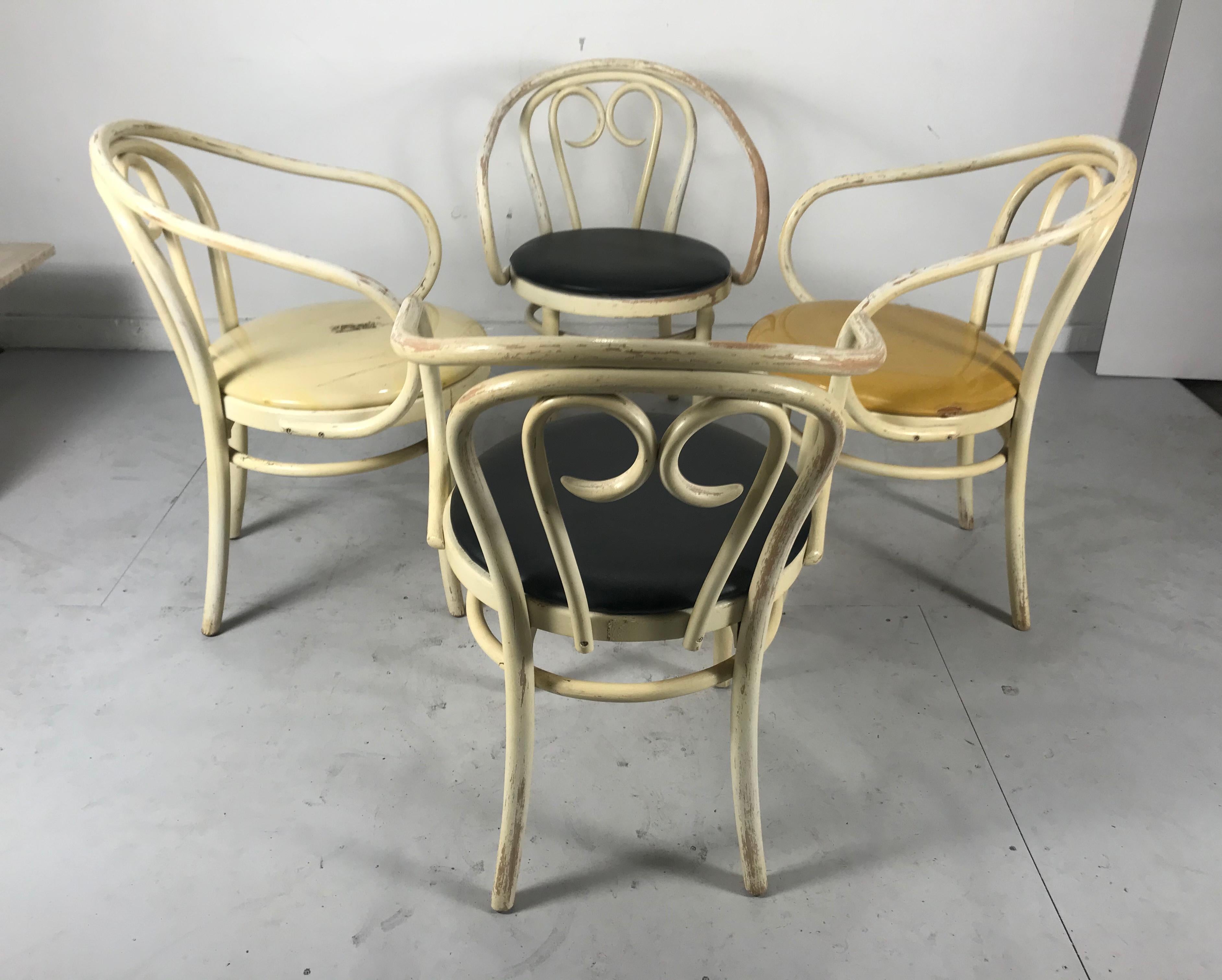 Bauhaus Most Unusual Set 4 of Modernist Bentwood Armchairs by Thonet For Sale