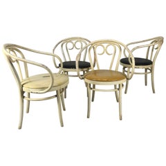 Most Unusual Set 4 of Modernist Bentwood Armchairs by Thonet