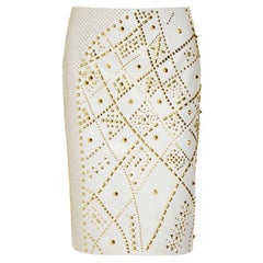 Most Wanted VERSACE STUDDED LEATHER PENCIL SKIRT Size 42