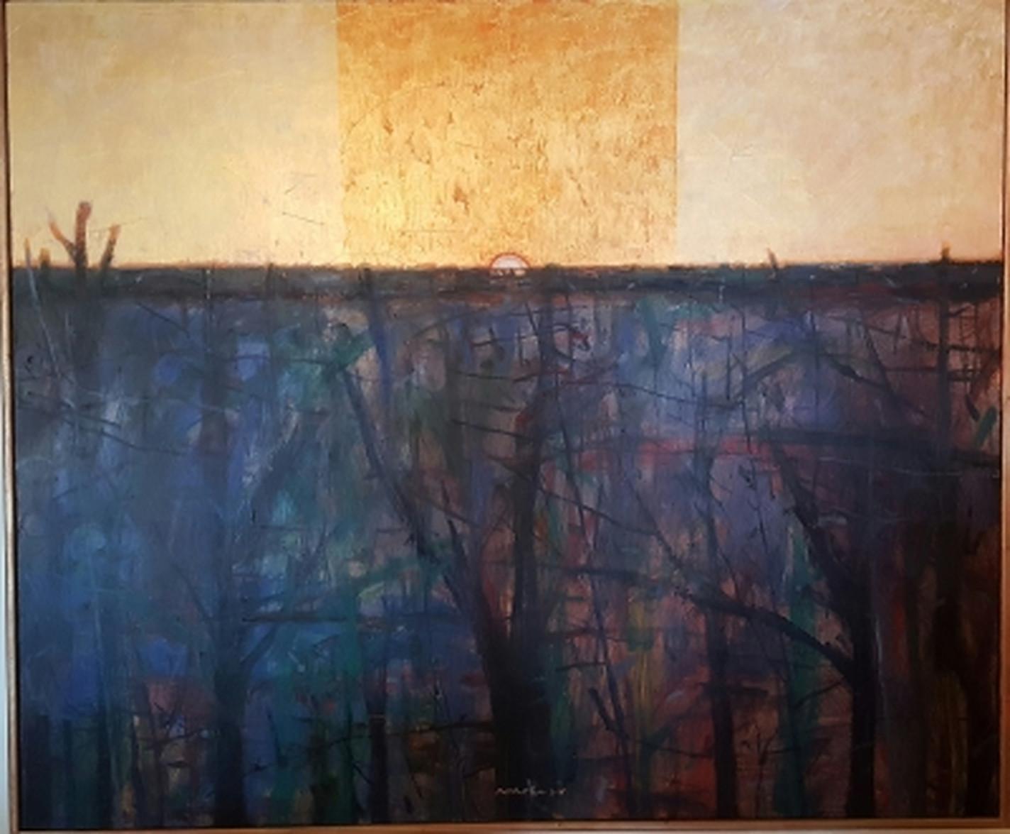 Mostafa DAREHBAGHI Landscape Painting –  Das Land ist im Sonnenlicht gewaschen 