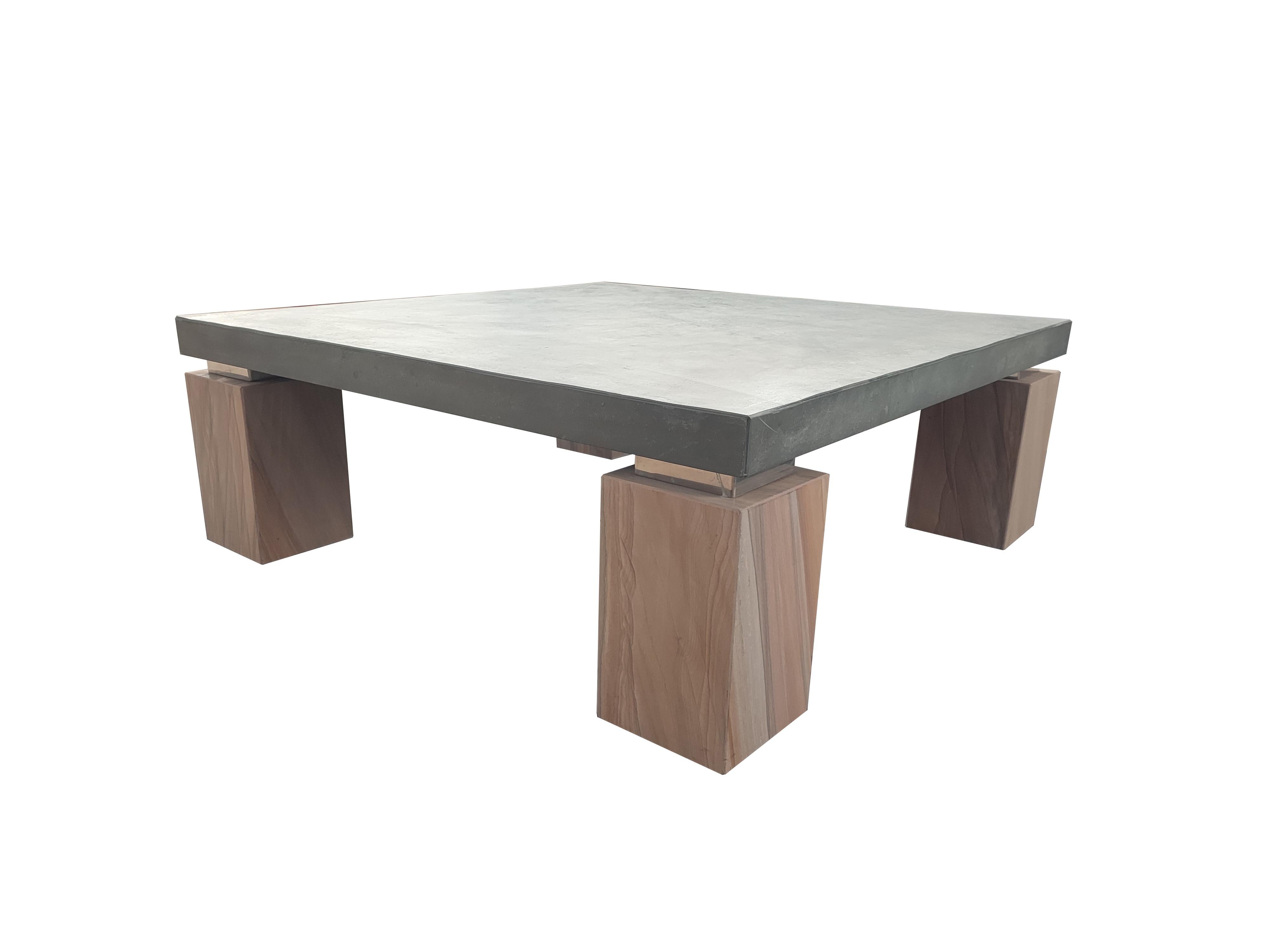 MOTALA Black Slate, Steel & Sandstone Marble Table Modern Design In Stock Spain
The Motala coffee table is an original piece in stock of the Spanish brand of high-end designer furniture in marble and natural stone Meddel. The structure of the Motala