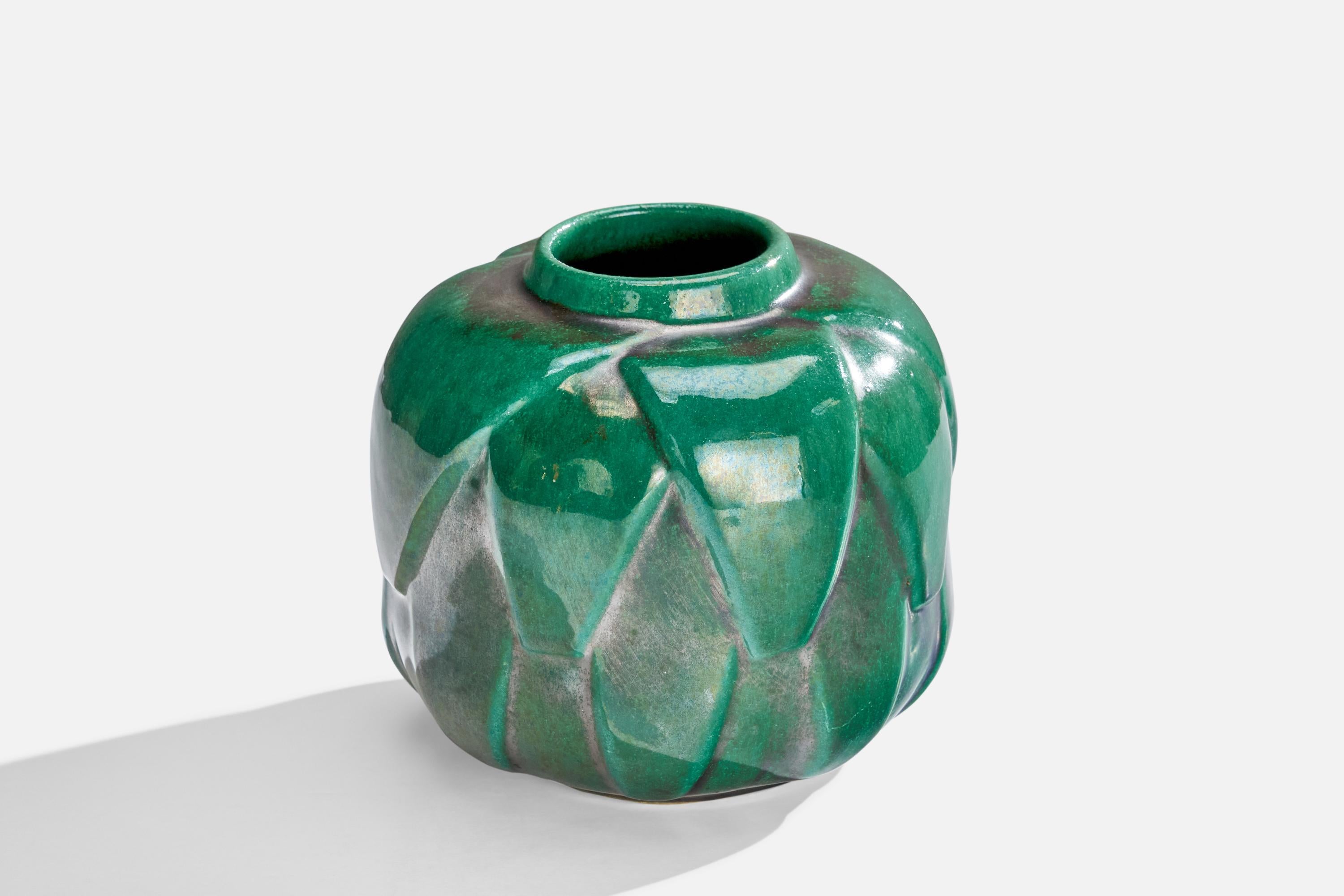 Scandinavian Modern Motala Lervarufabrik, Vase, Ceramic, Sweden, 1930s For Sale