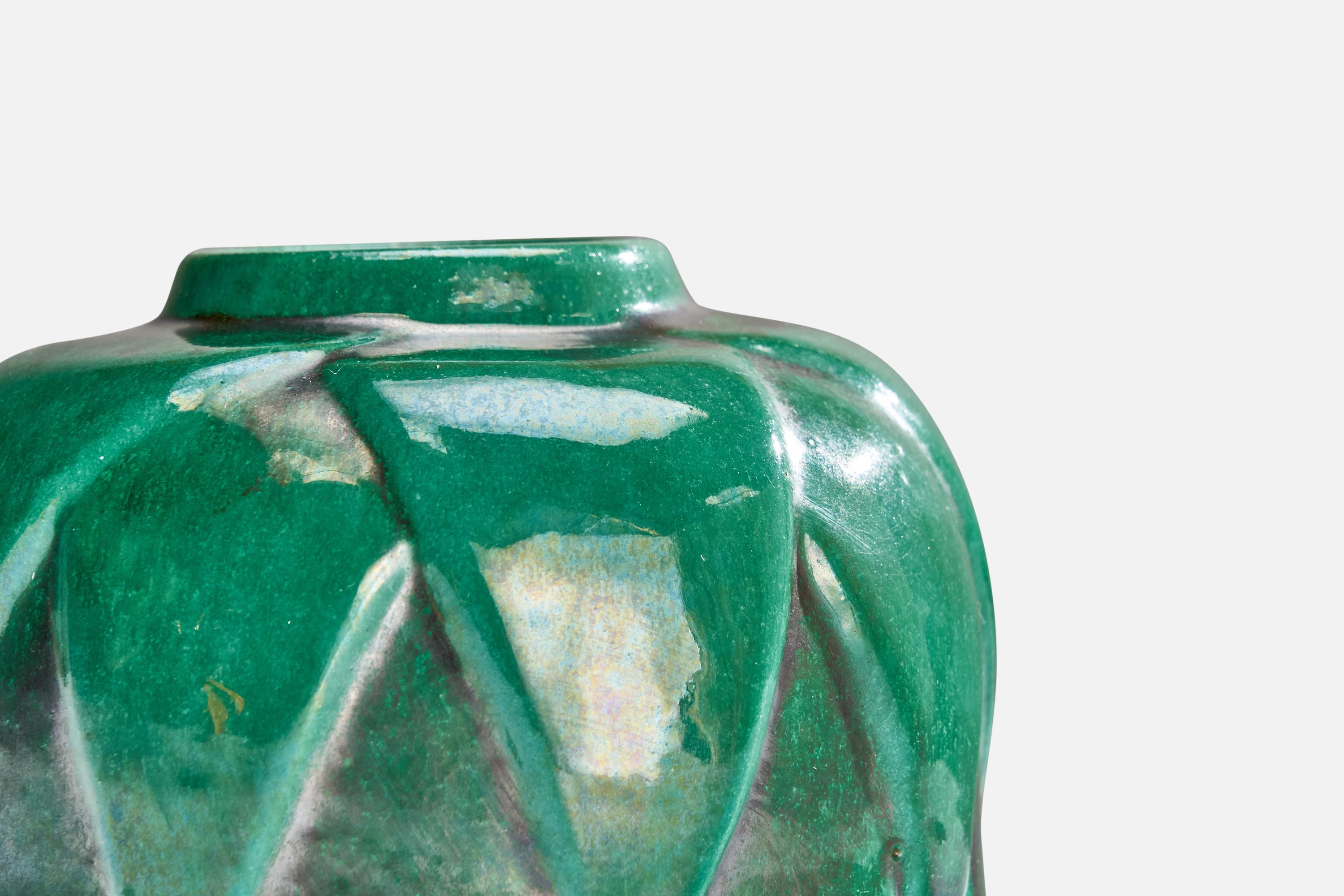Mid-20th Century Motala Lervarufabrik, Vase, Ceramic, Sweden, 1930s For Sale