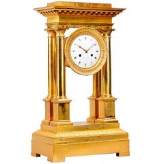 Antique Mid 19th Century Motel de Choiseul a Paris Portico Ormolu Decorative Clock