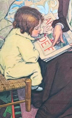 "Mother and Chid Reading", Close Variant of Jessie Wilcox Smith Ptg, Dreifoos